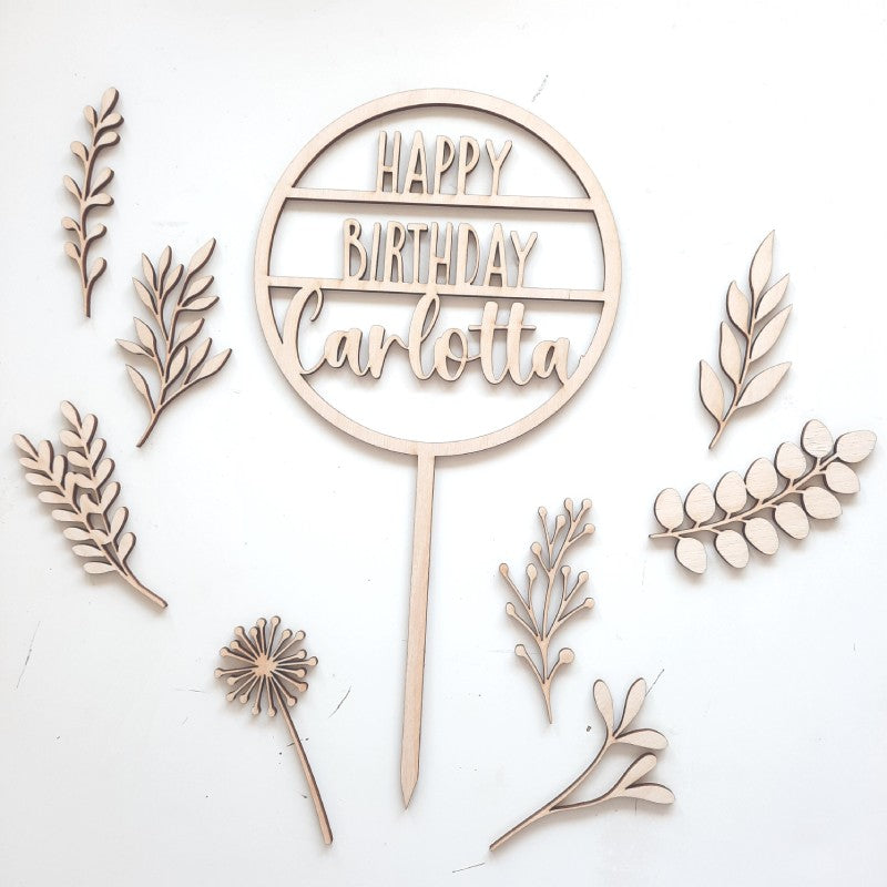 Caketopper Happy Birthday mit Ring personalisiert