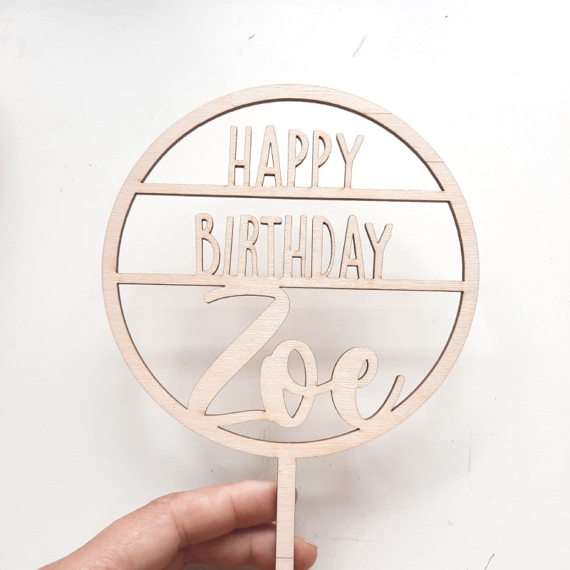 Caketopper Happy Birthday mit Ring personalisiert