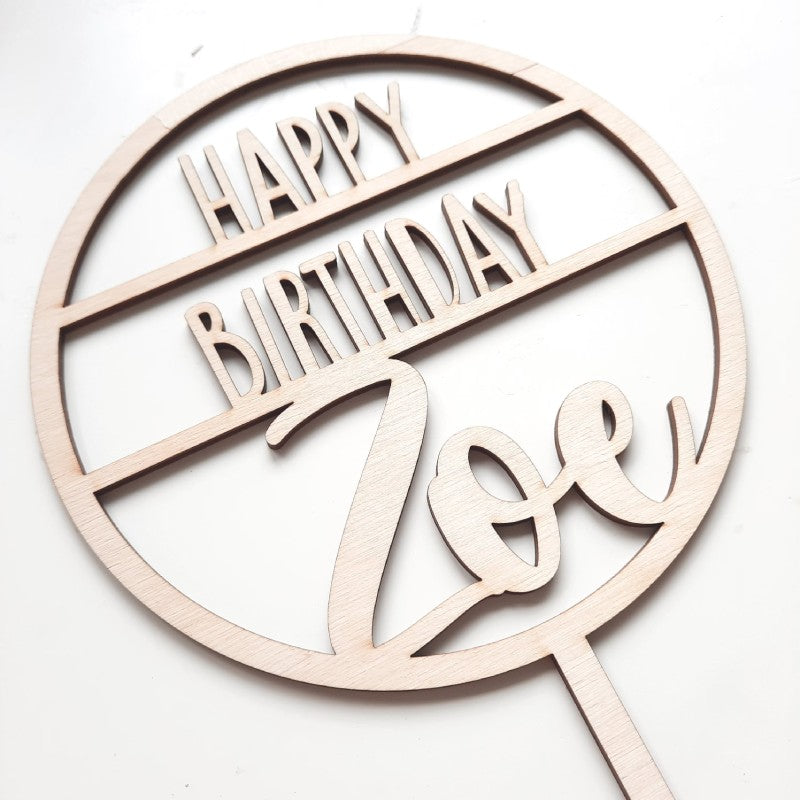 Caketopper Happy Birthday mit Ring personalisiert
