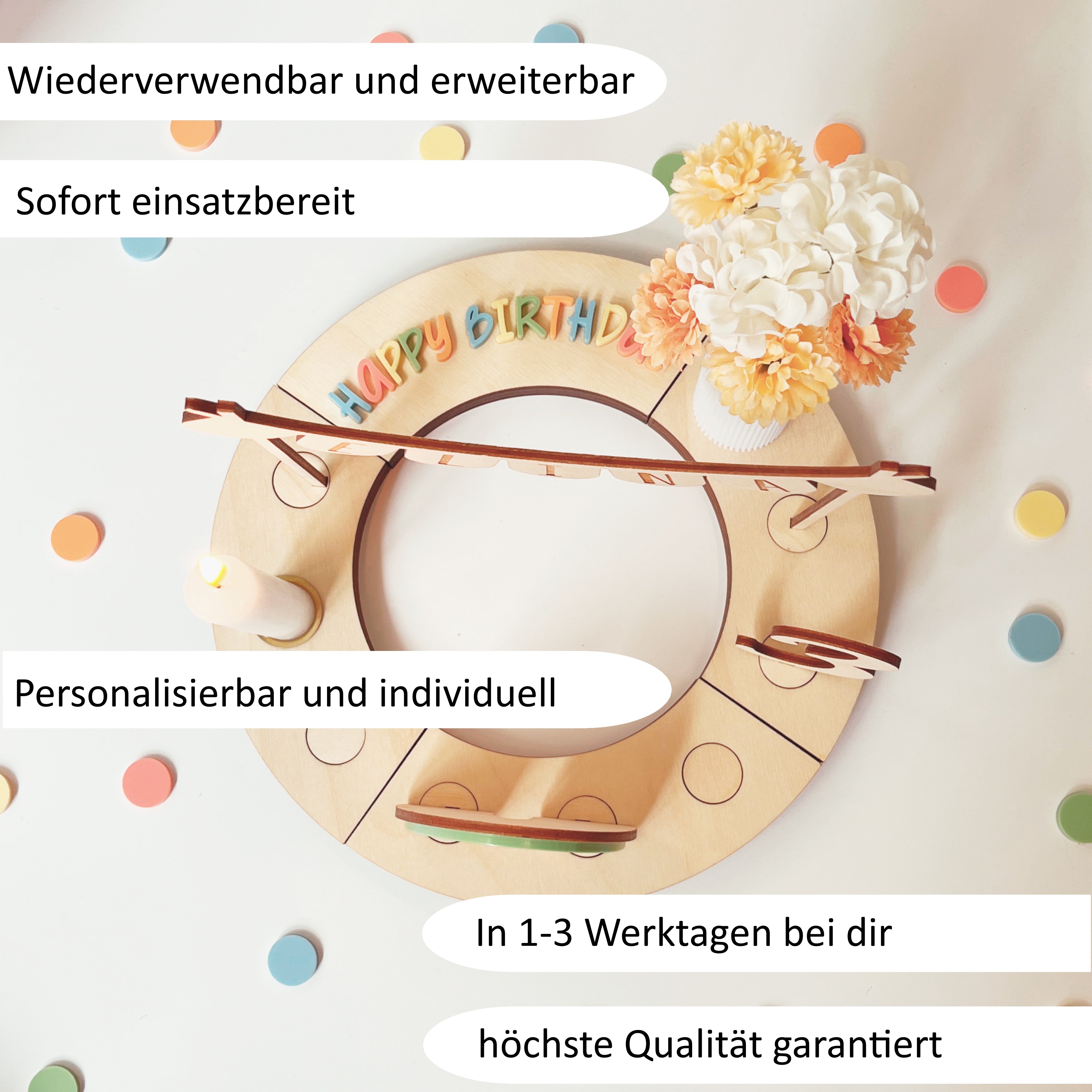 Personalisierter Geburtstagkranz bunt