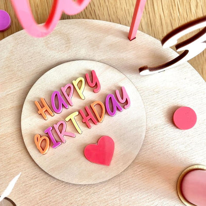 Geburtstagsteller personalisiert mit Happy Birthday Schild