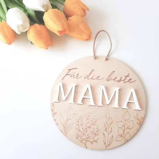 Holzschild mit Acrylbuchstaben zum Muttertag