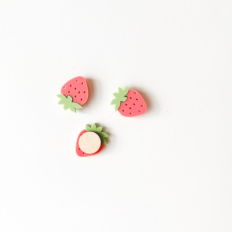 Modulstecker mit Erdbeeren Motiv für Geburtstagsteller Viertelmodul