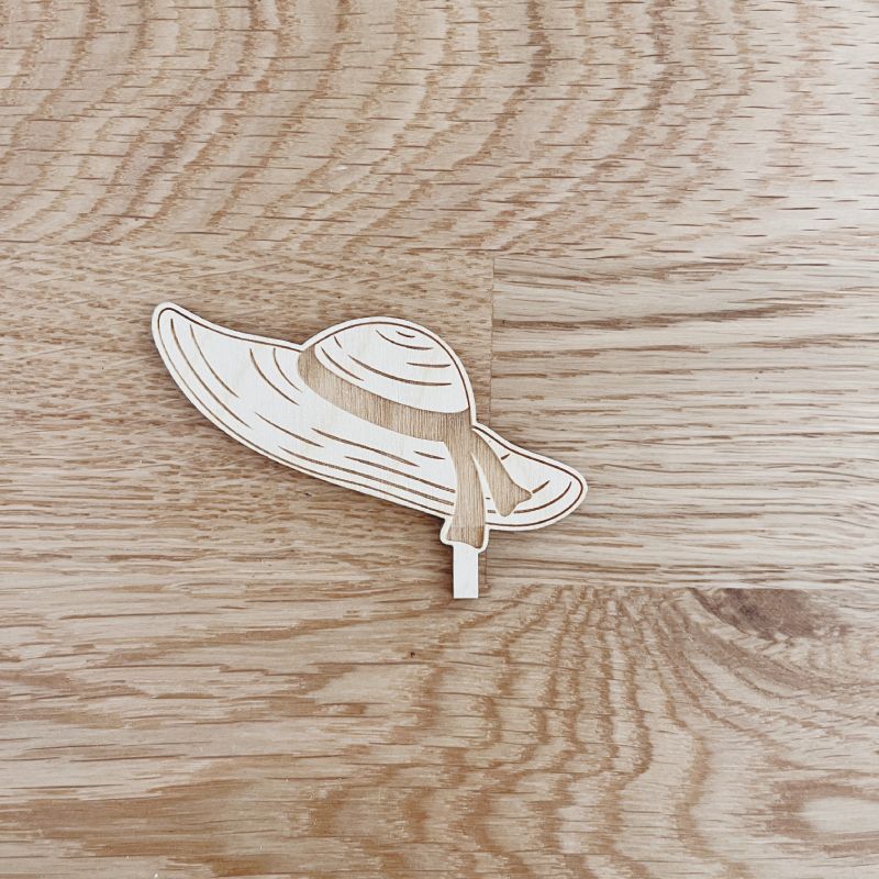 Motivstecker Bäuerin Hut aus Holz