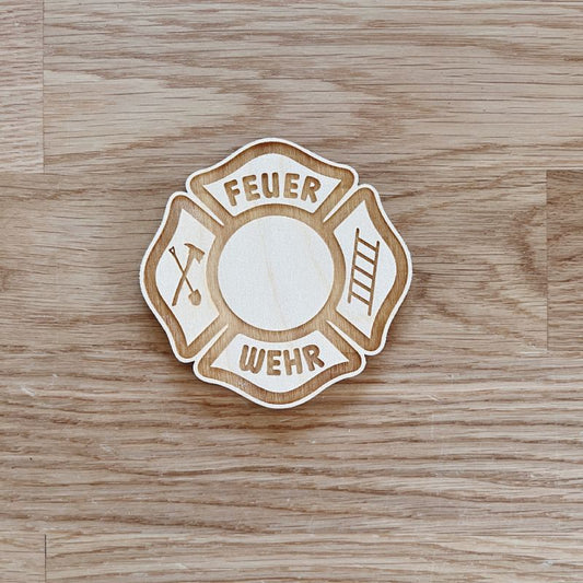 Motivstecker Feuerwehr Emblem aus Holz