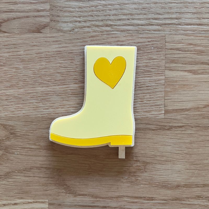 Motivstecker Gummistiefel gelb mit Herz
