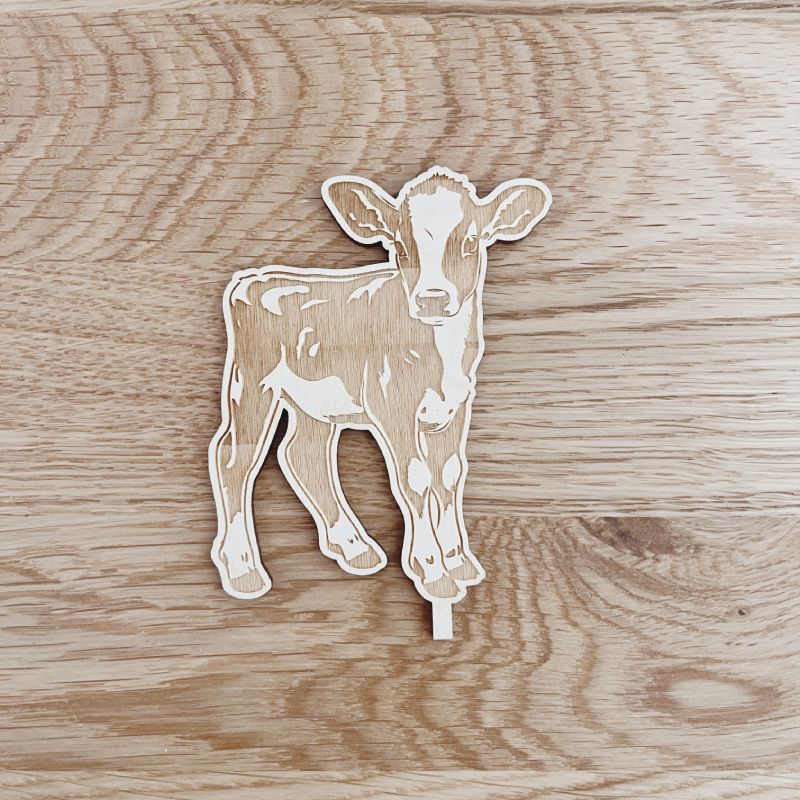 Motivstecker Kalb aus Holz graviert