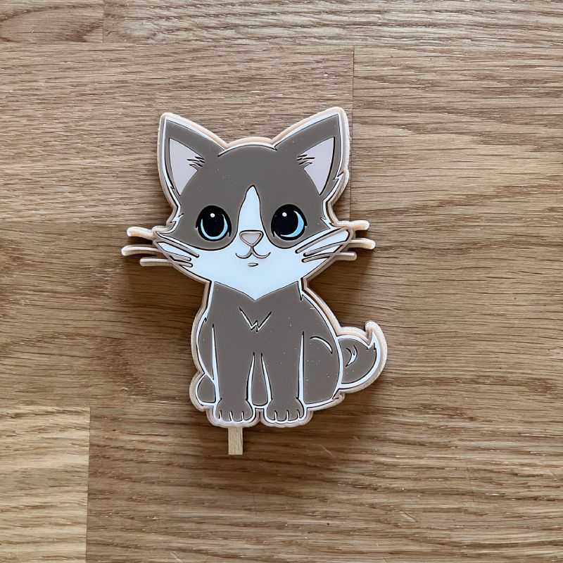 Motivstecker graue Katze Acryl auf Holz