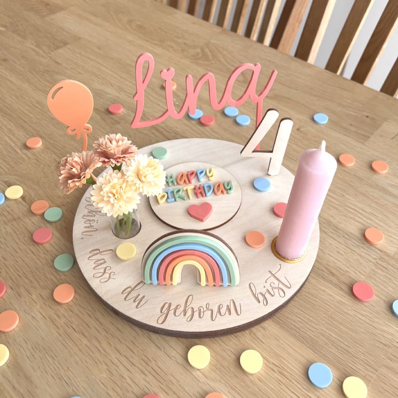 Namensstecker aus Acrylglas für Personalisierten Geburtstagsteller