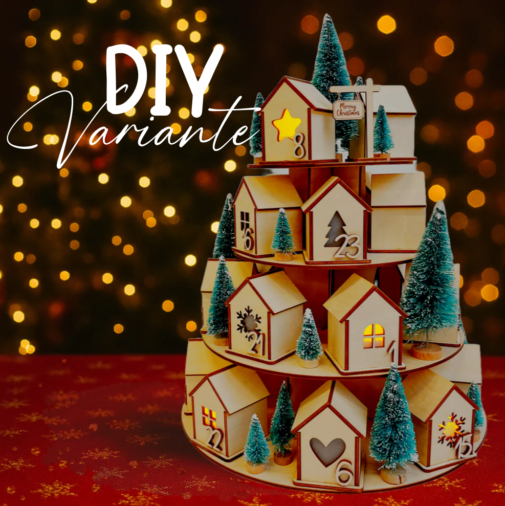 Adventskalender Häuschen, Adventskalender aus Holz, Weihnachtsgeschenk