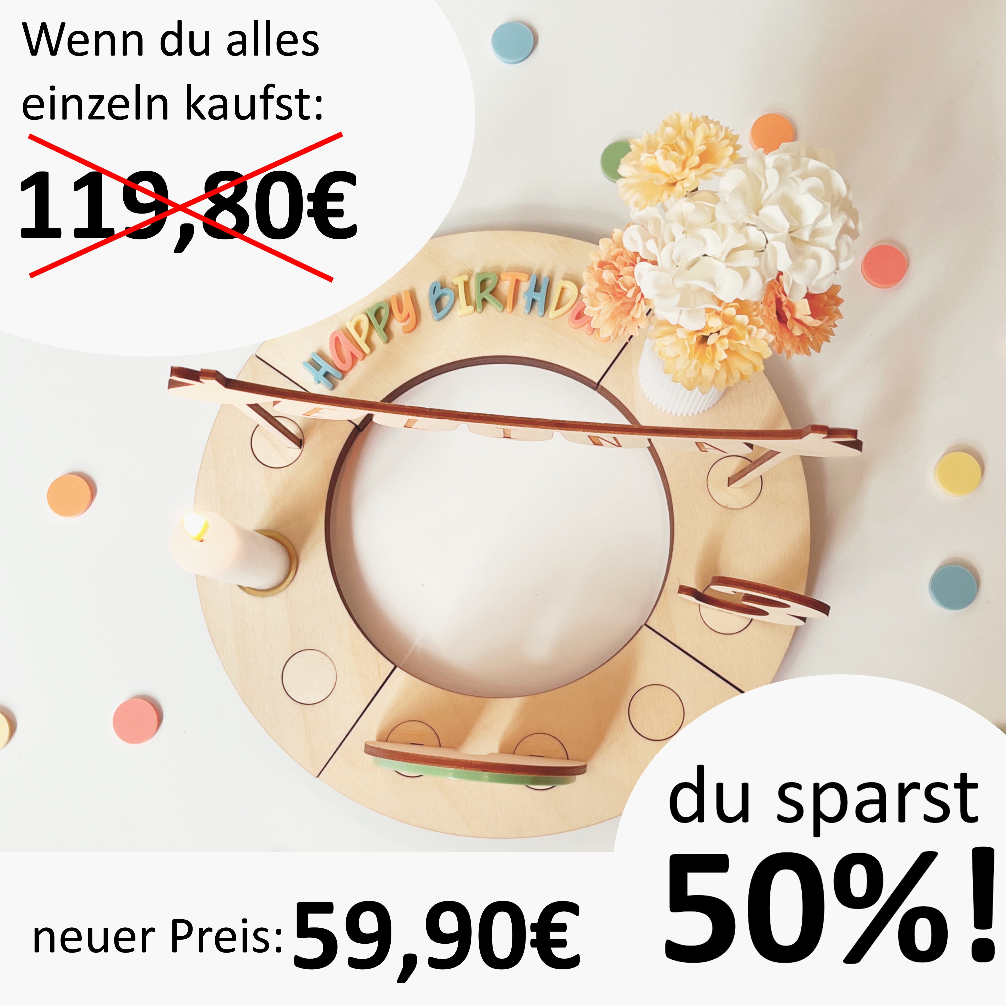 Personalisierter Geburtstagkranz bunt