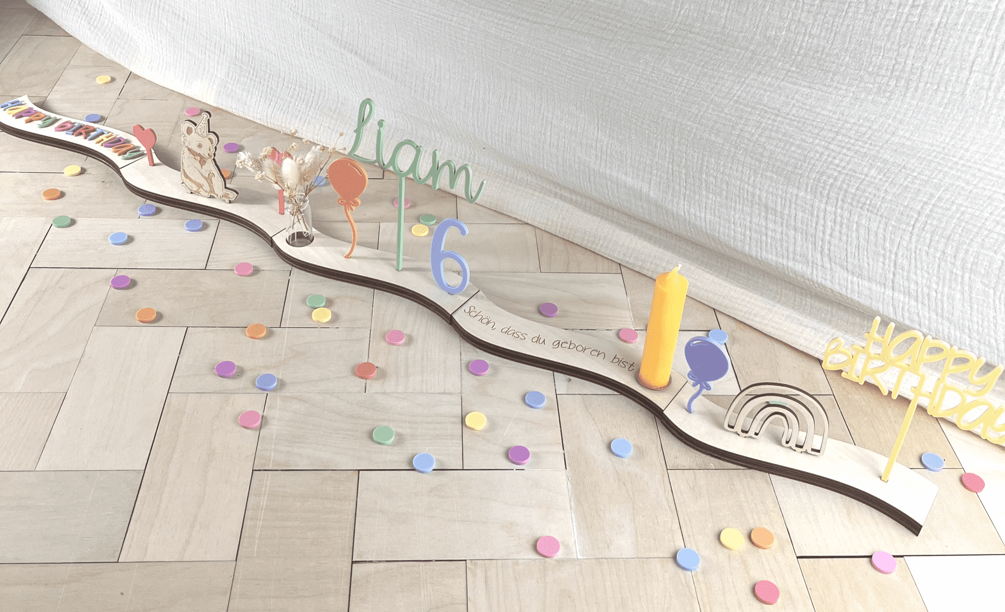 "Wavy" Geburtstagsteller Set "Bunt"