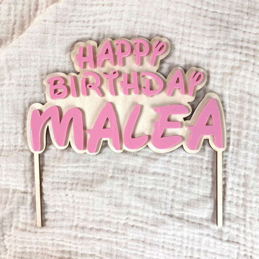 Personalisierte Wimpelkette "Happy Birthday" in rosa
