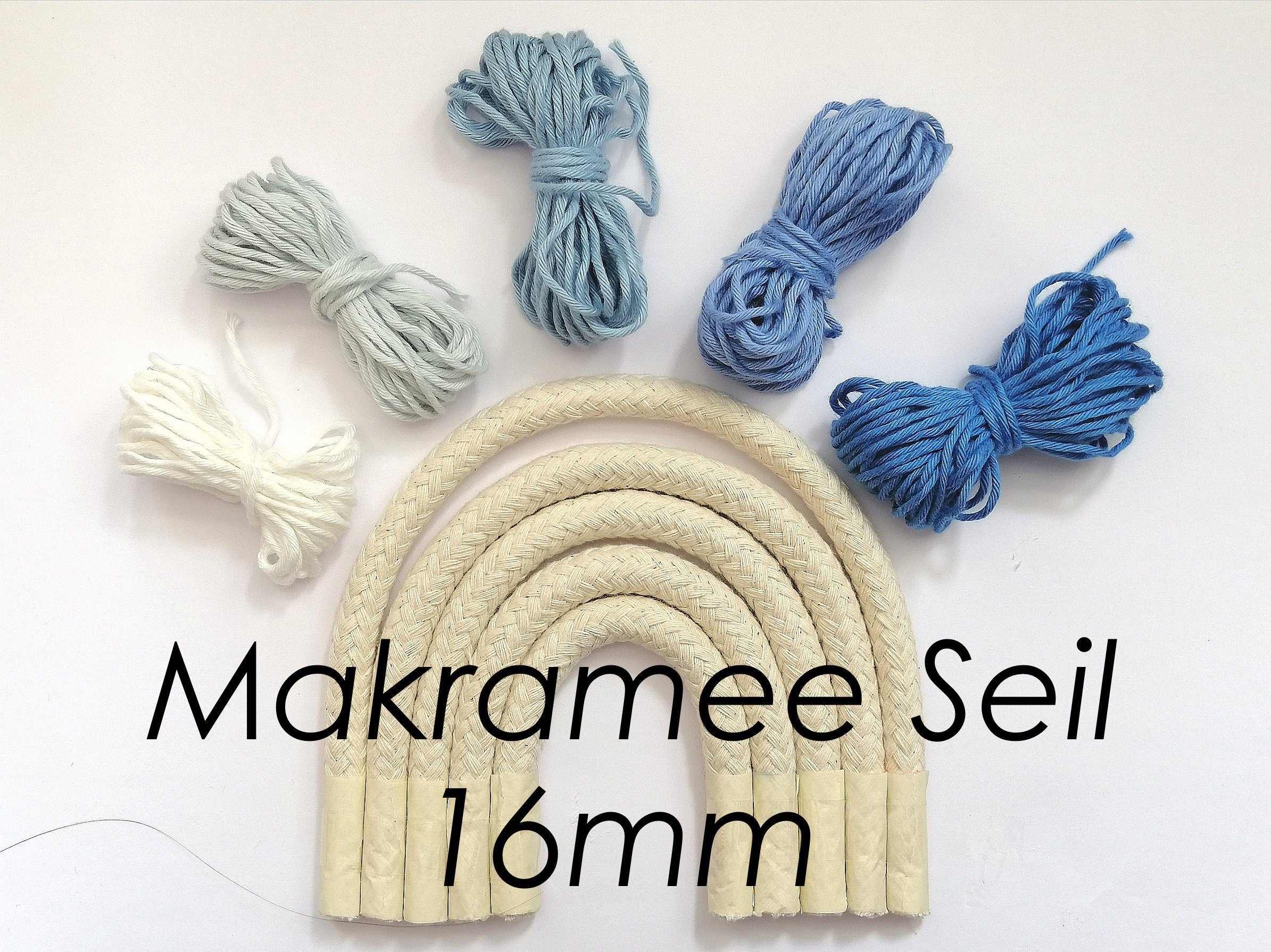 16mm DIY Macrame Regenbogen Seil geflochtenes Seil Baumwollseil Makramee Seil