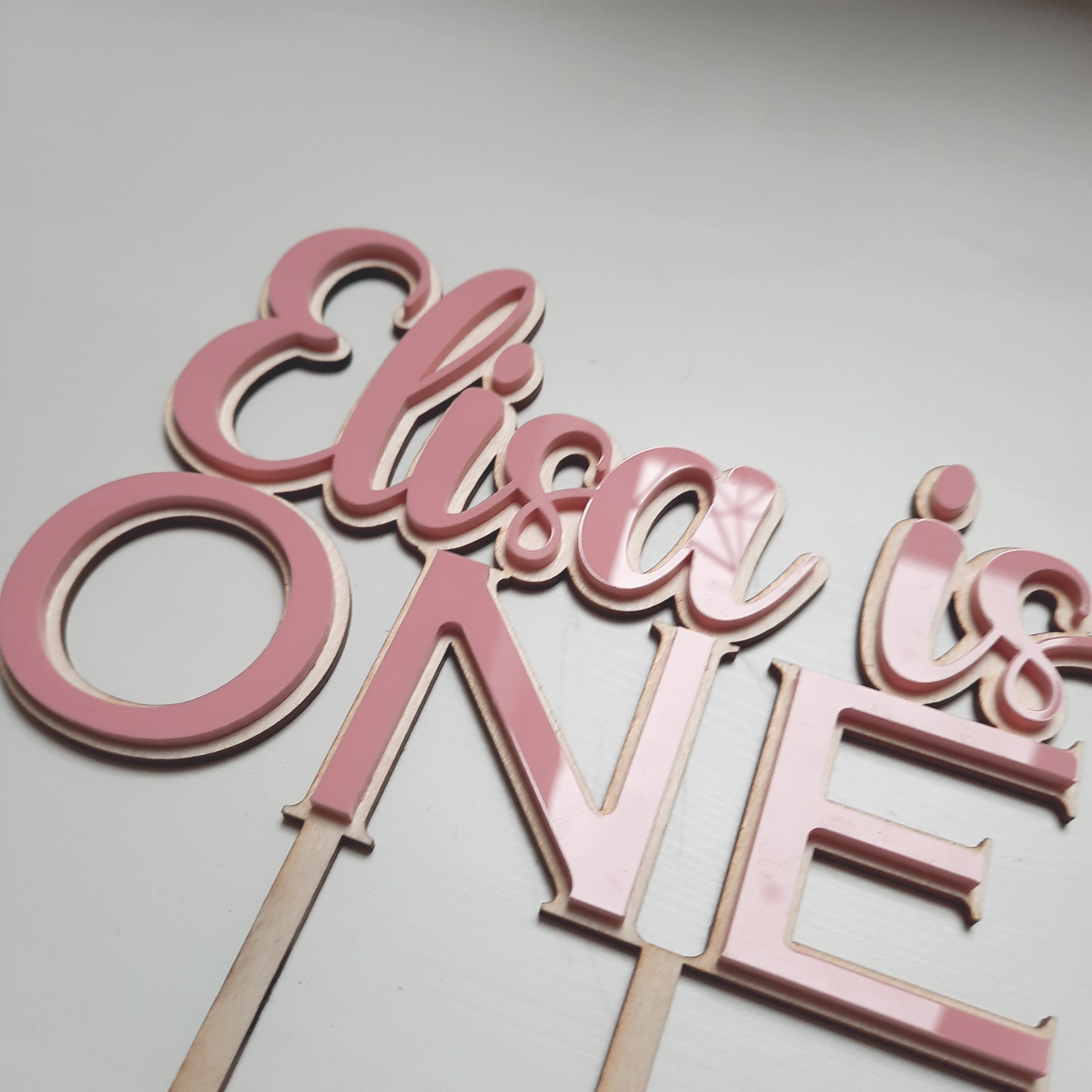 Caketopper mit Holz und Acryl, Happy Birthday Caketopper