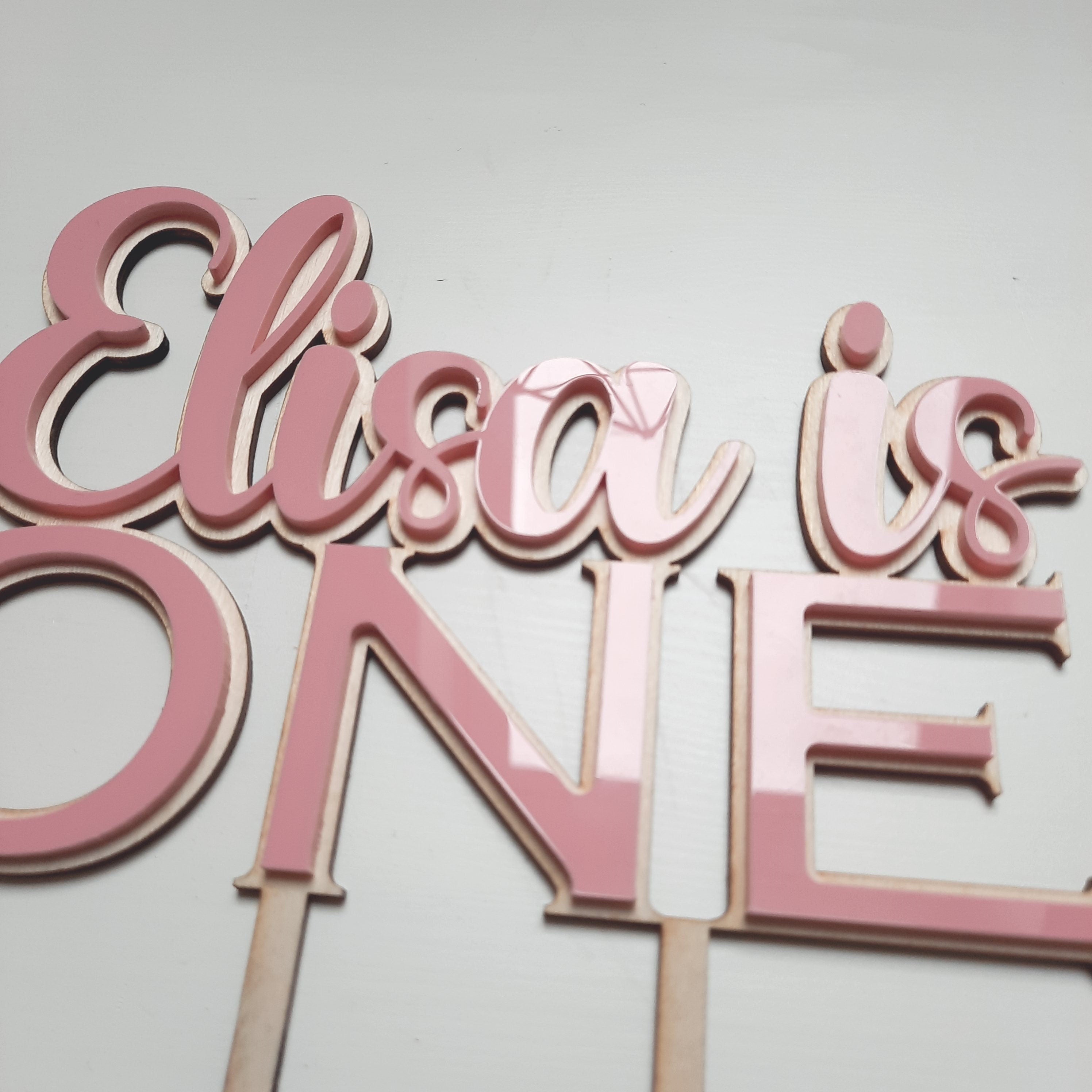 Caketopper mit Holz und Acryl, Happy Birthday Caketopper