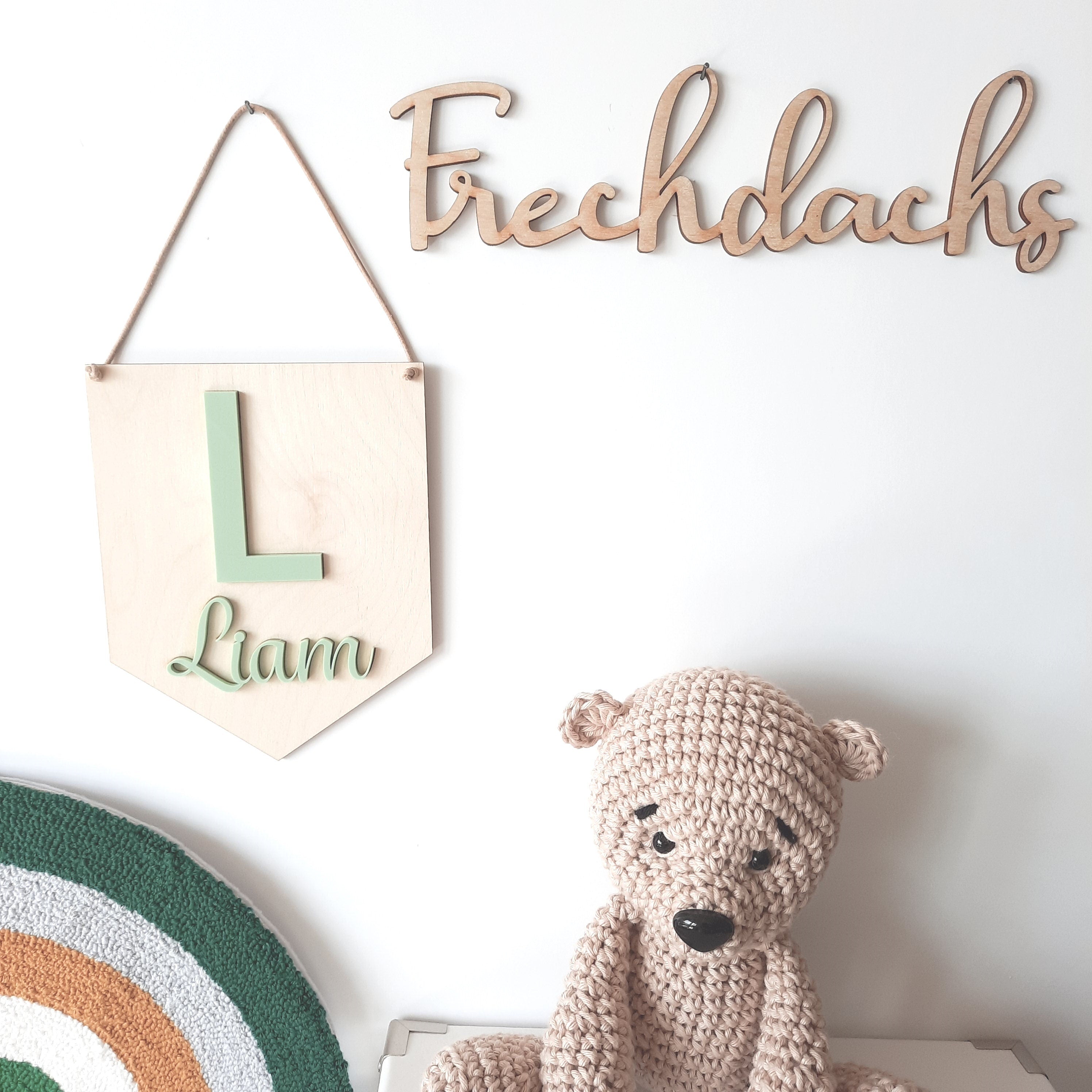 Personalisiertes Holzschild mit Relief, Holzschild mit Großbuchstabe, Kinderzimmerdekoration