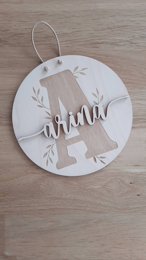 Personalisiertes Holzschild mit Relief, Kinderzimmerdekoration