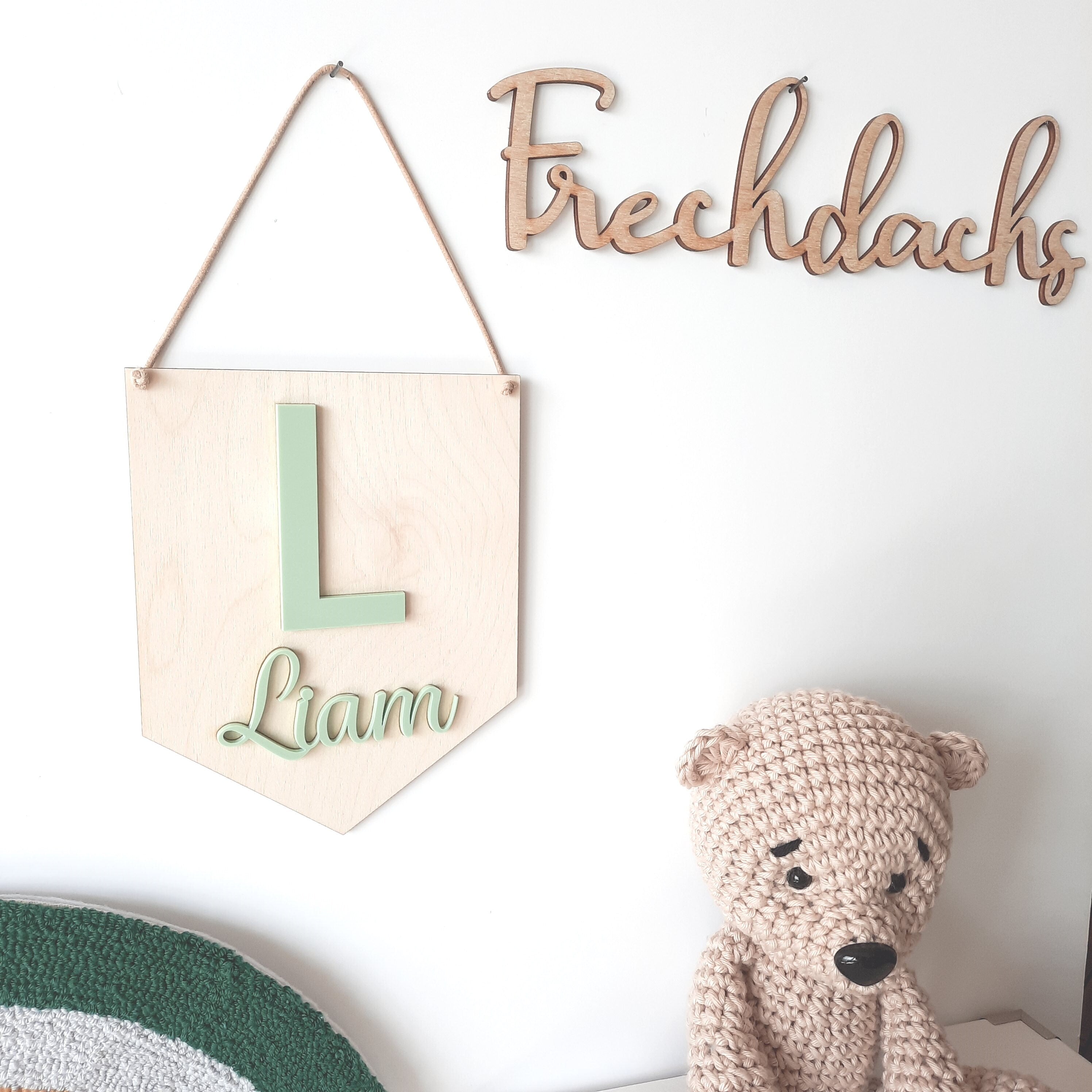 Personalisiertes Holzschild mit Relief, Holzschild mit Großbuchstabe, Kinderzimmerdekoration