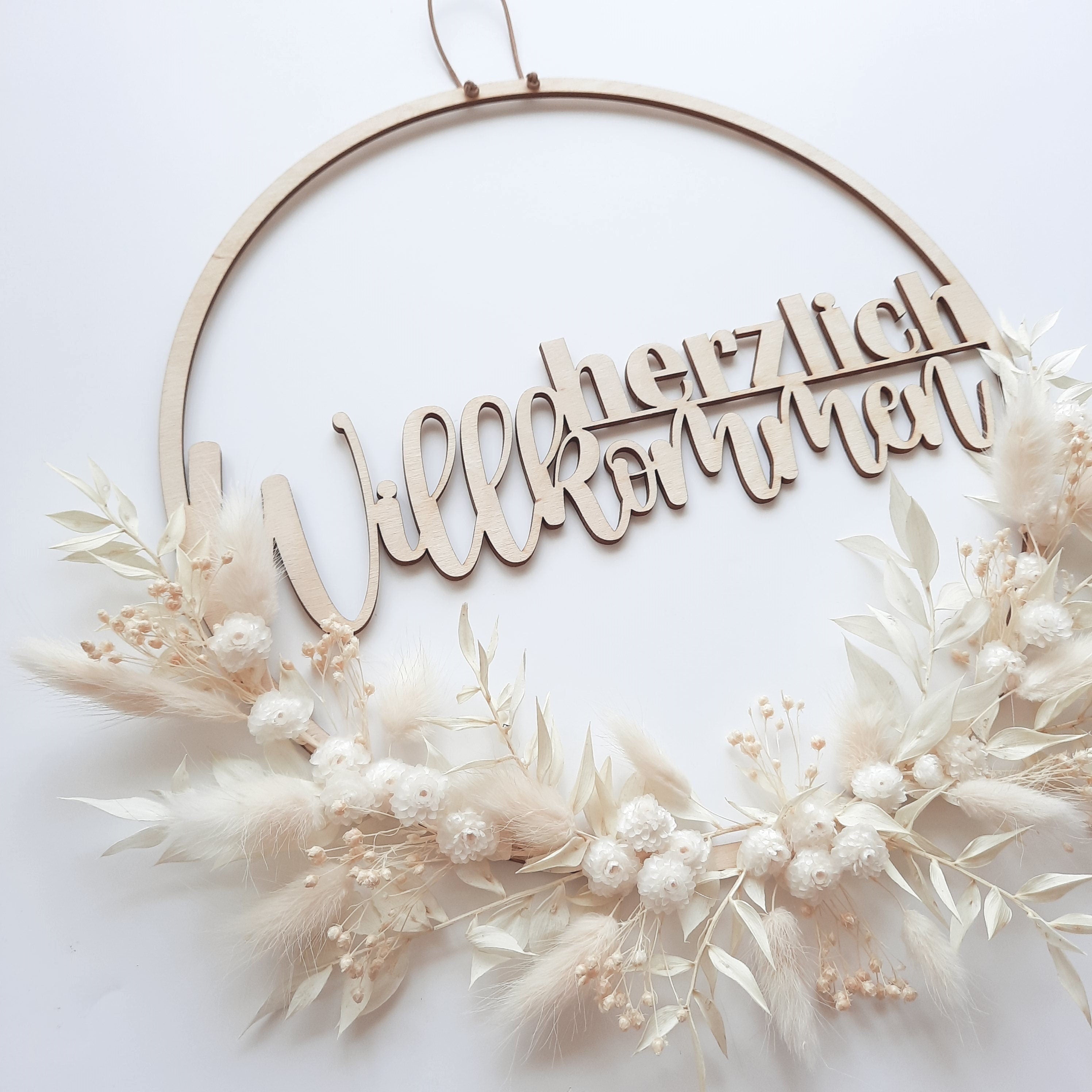 Herzlich Willkommen Trockenblumenkranz, Herzlich Willkommen Türschild