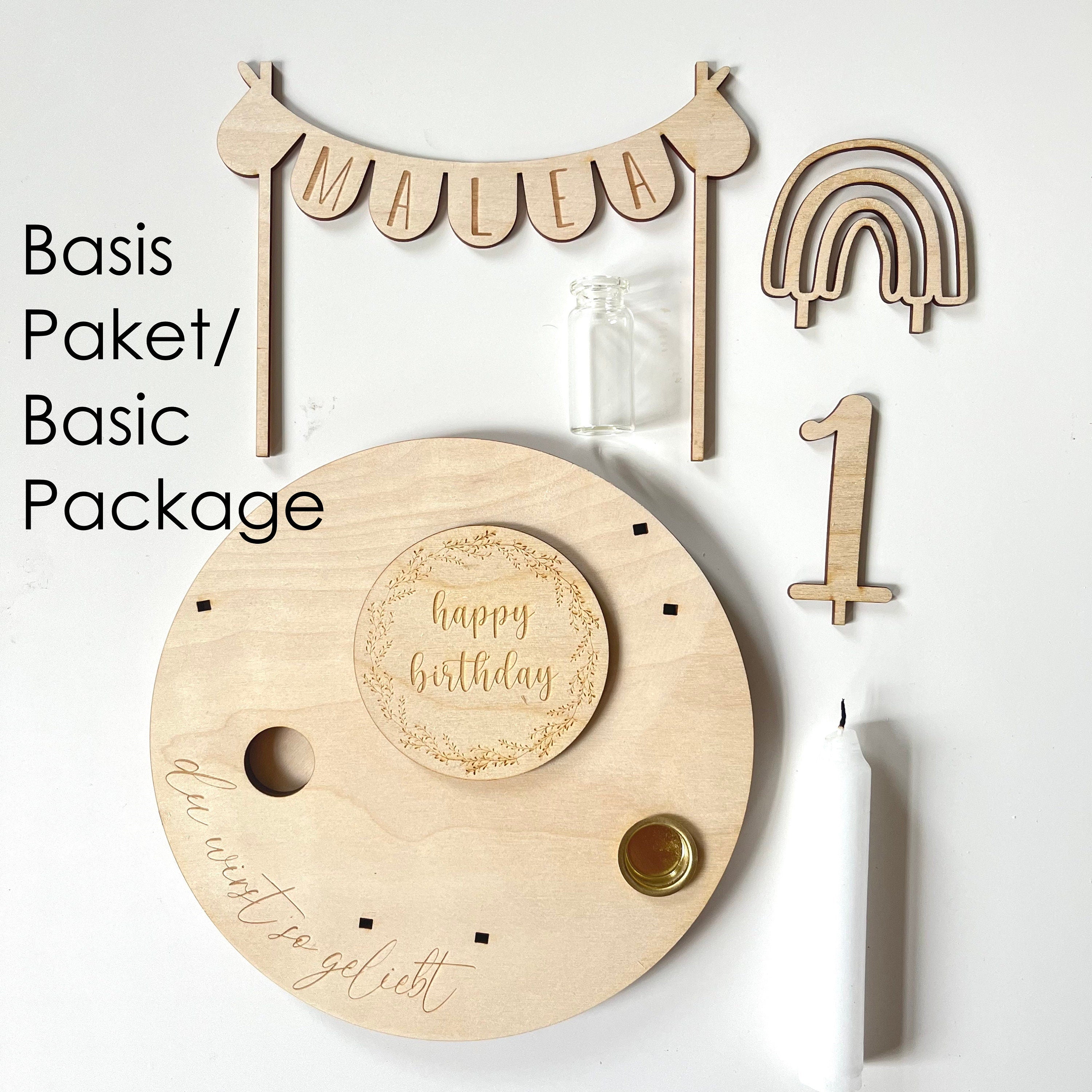 Personalisierter Geburtstagsteller mit Vase und Kerze, Du wirst so geliebt, Kerzenplatte, Geburtstagsbrettchen, Geburtstagskranz, Tischdeko