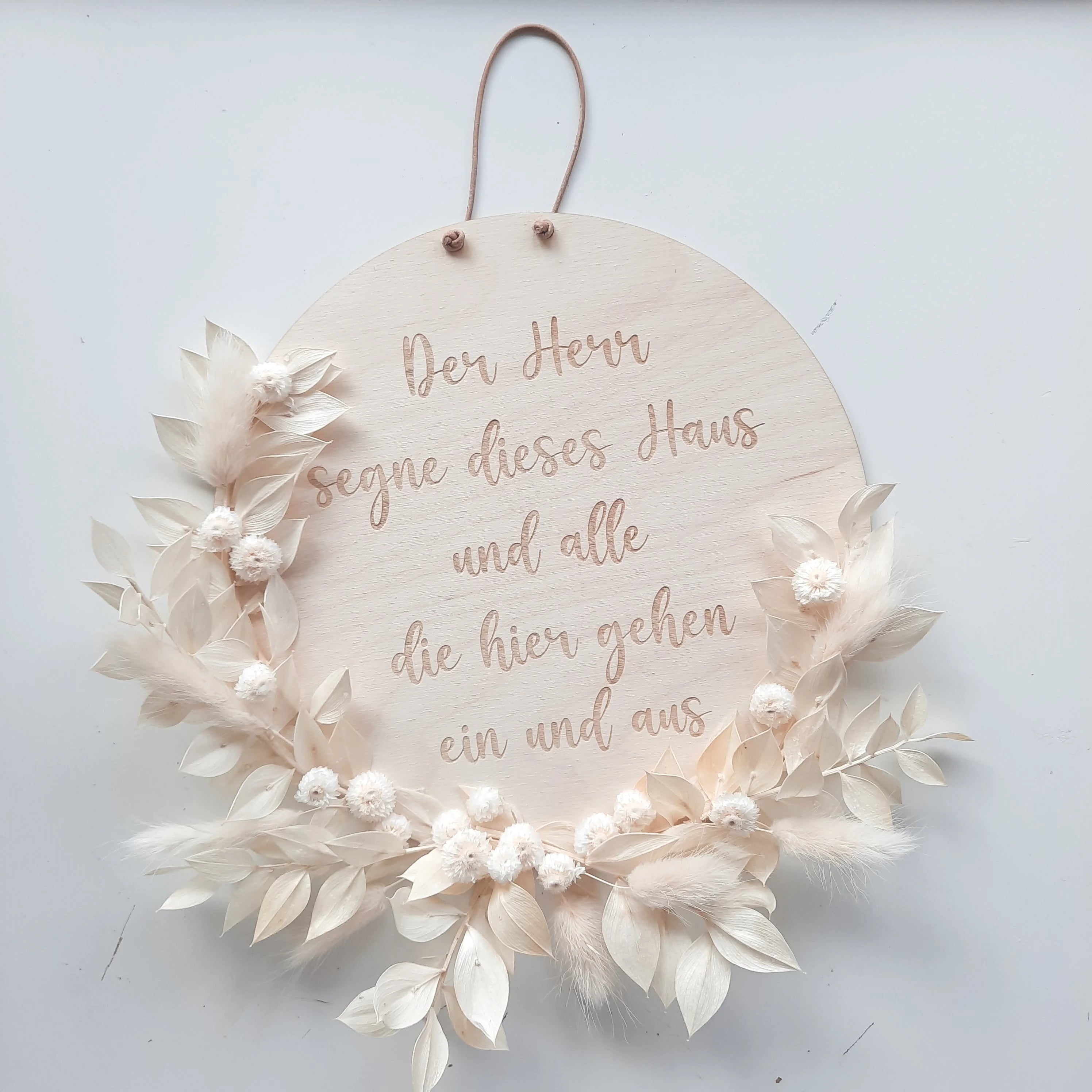 Trockenblumen Holzschild Segensspruch Segensgruß Flur Eingangsbereich Wandbehang Einzugsgeschenk, Geschenk zum Einzug