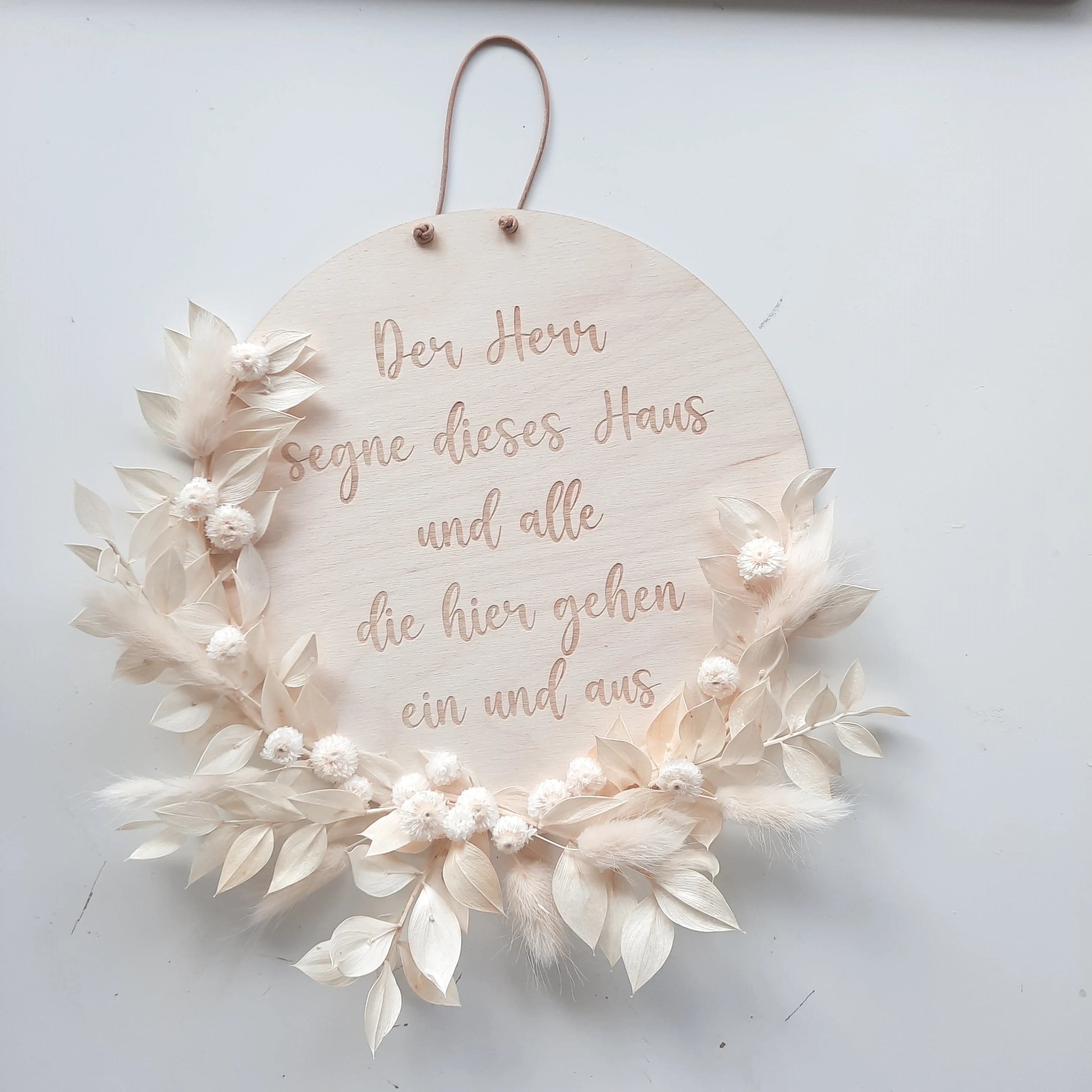 Trockenblumen Holzschild Segensspruch Segensgruß Flur Eingangsbereich Wandbehang Einzugsgeschenk, Geschenk zum Einzug