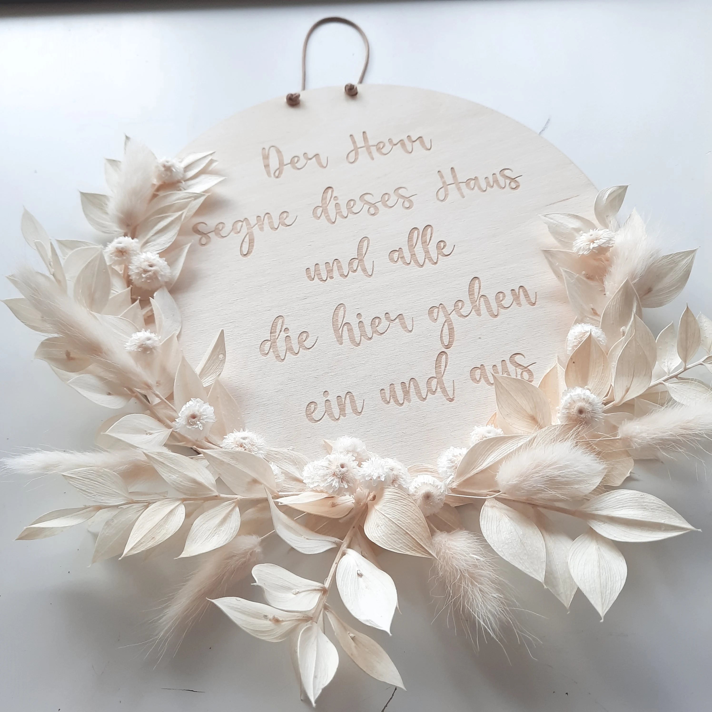 Trockenblumen Holzschild Segensspruch Segensgruß Flur Eingangsbereich Wandbehang Einzugsgeschenk, Geschenk zum Einzug
