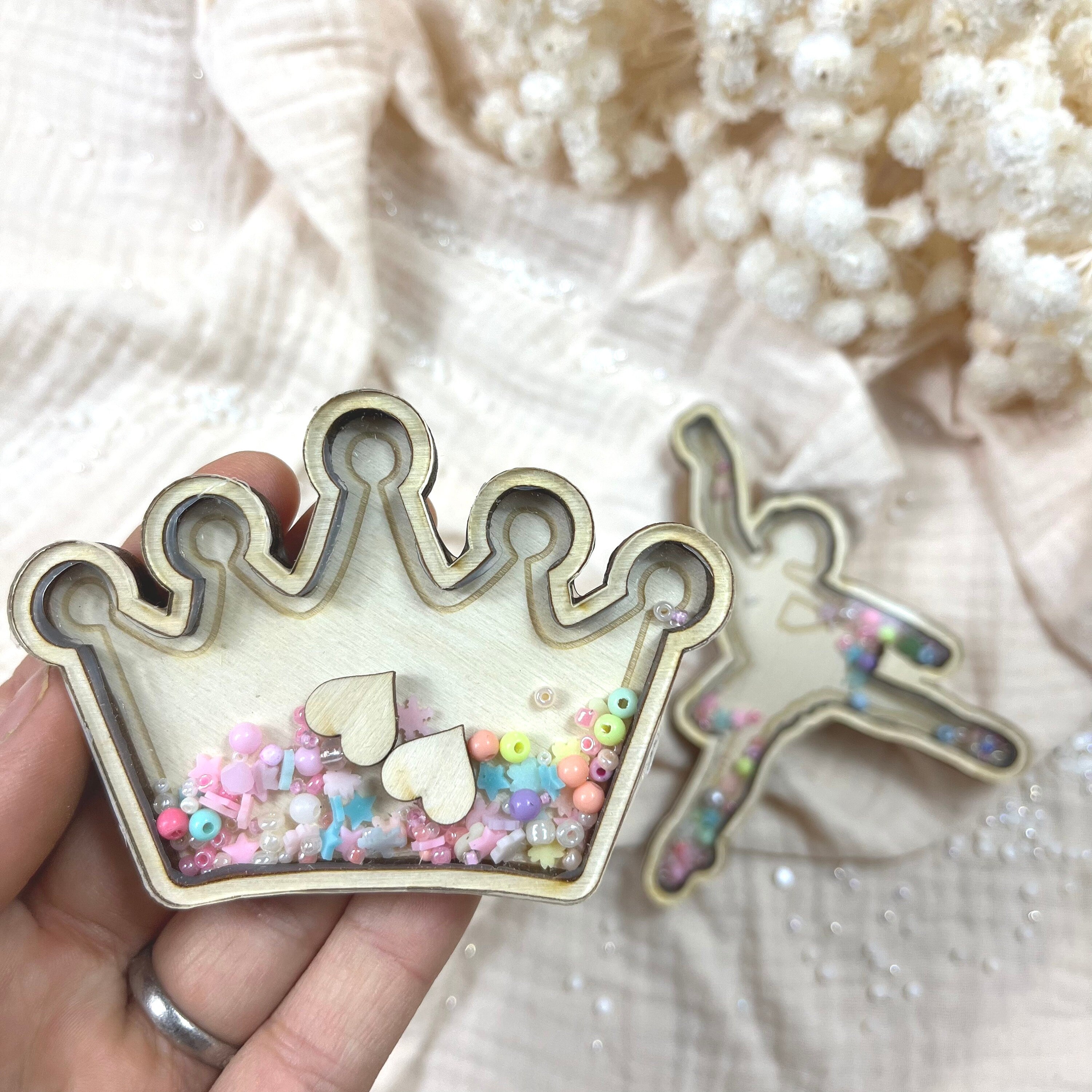 Bastelset Schüttelkugel-Anhänger Ballerina/Krone/Schwan