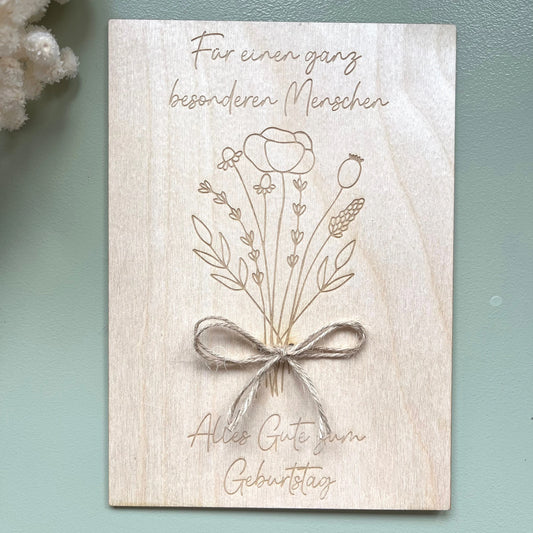 Hübsche Geburtstagskarte aus Holz, Geburtstagsgeschenk, Karte aus Holz
