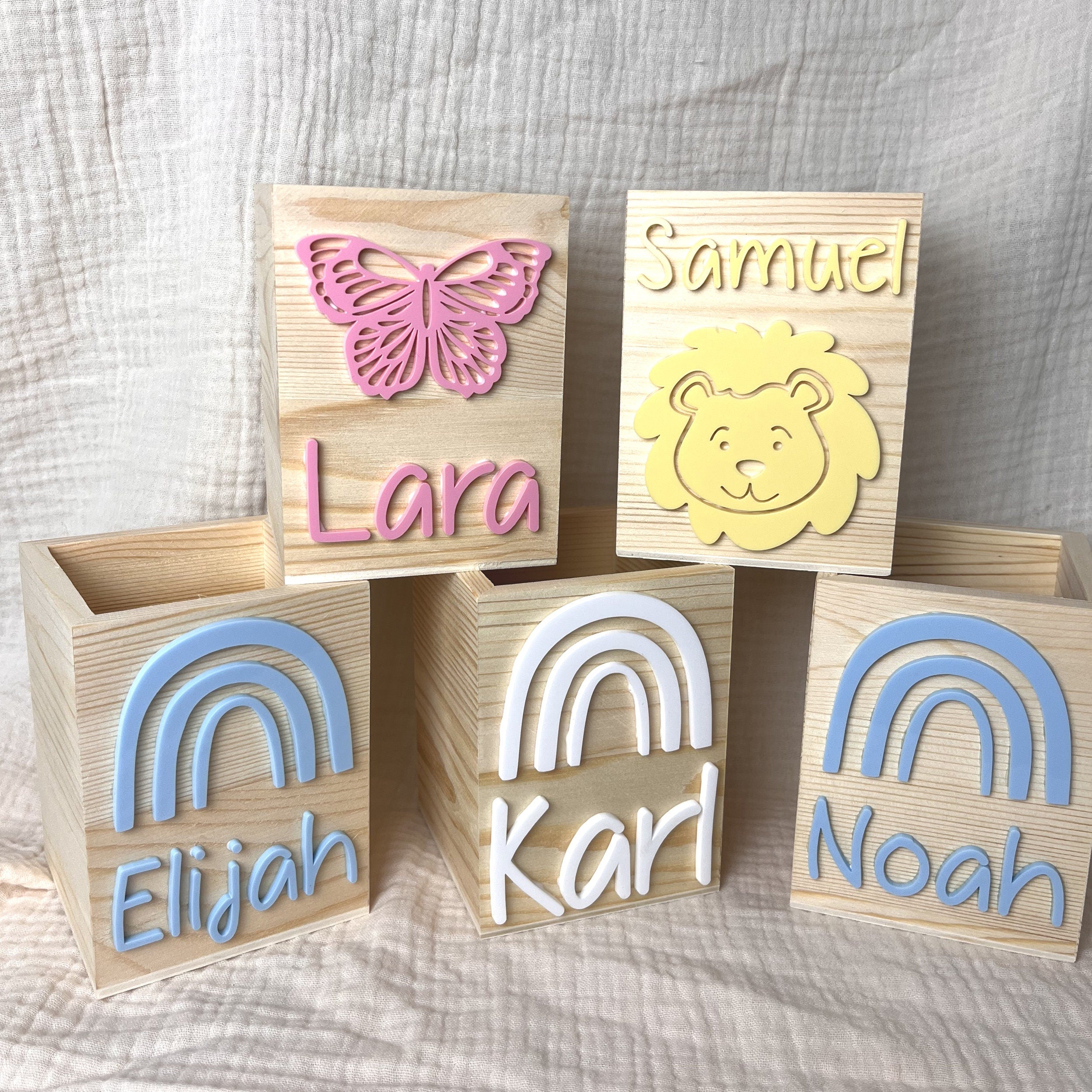 Regenbogen Stiftehalter personalisiert, Schulstart Geschenk, Einschulung Geschenk