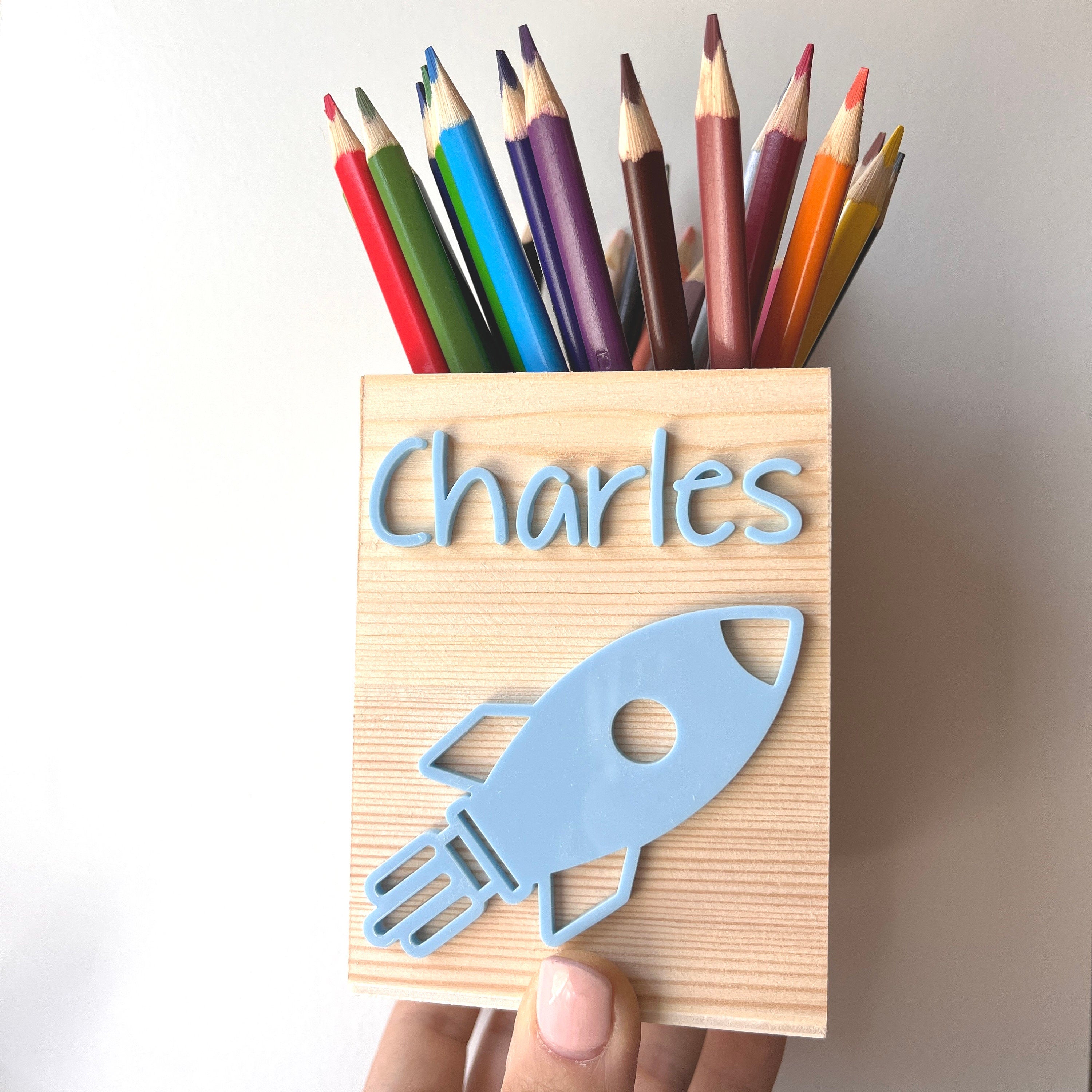 Rakete Stiftehalter personalisiert, Schulstart Geschenk, Einschulung Geschenk