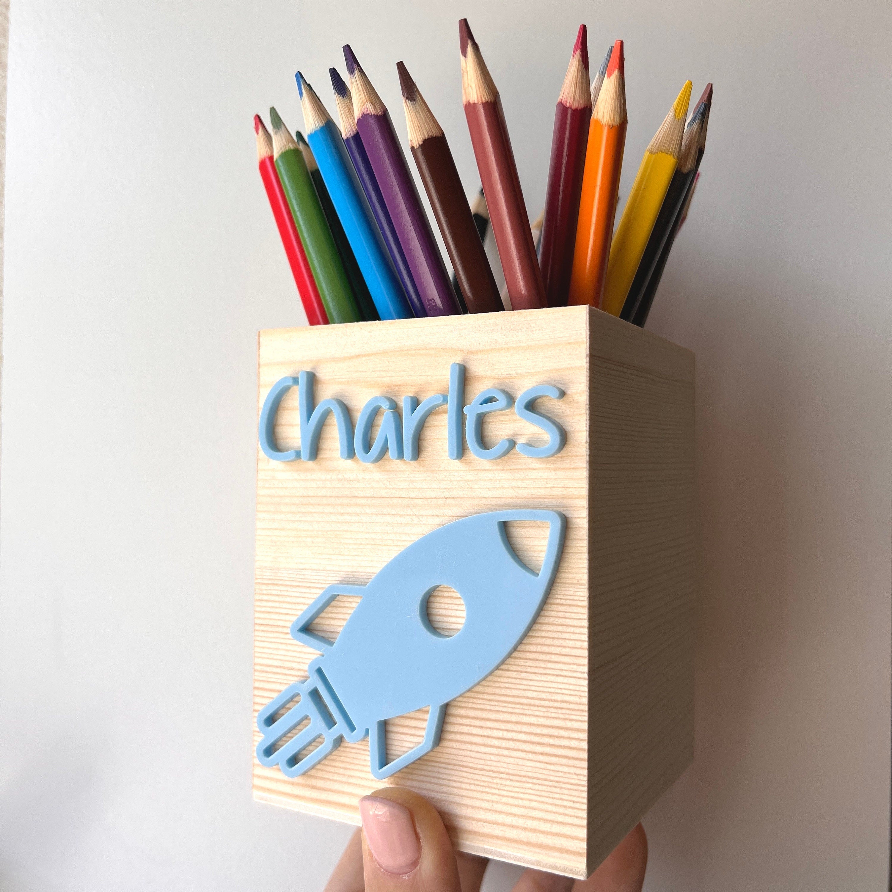 Rakete Stiftehalter personalisiert, Schulstart Geschenk, Einschulung Geschenk