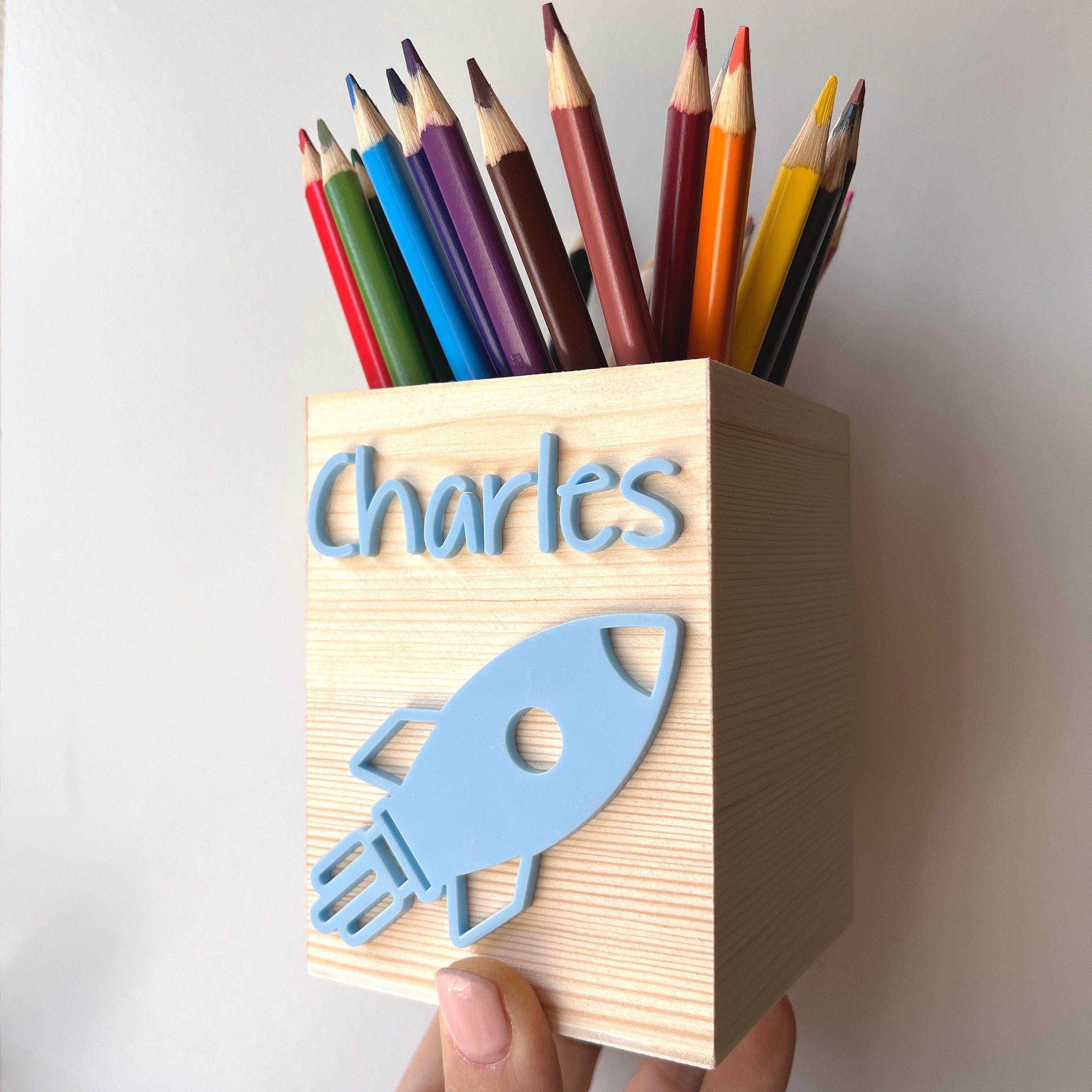 Rakete Stiftehalter personalisiert, Schulstart Geschenk, Einschulung Geschenk