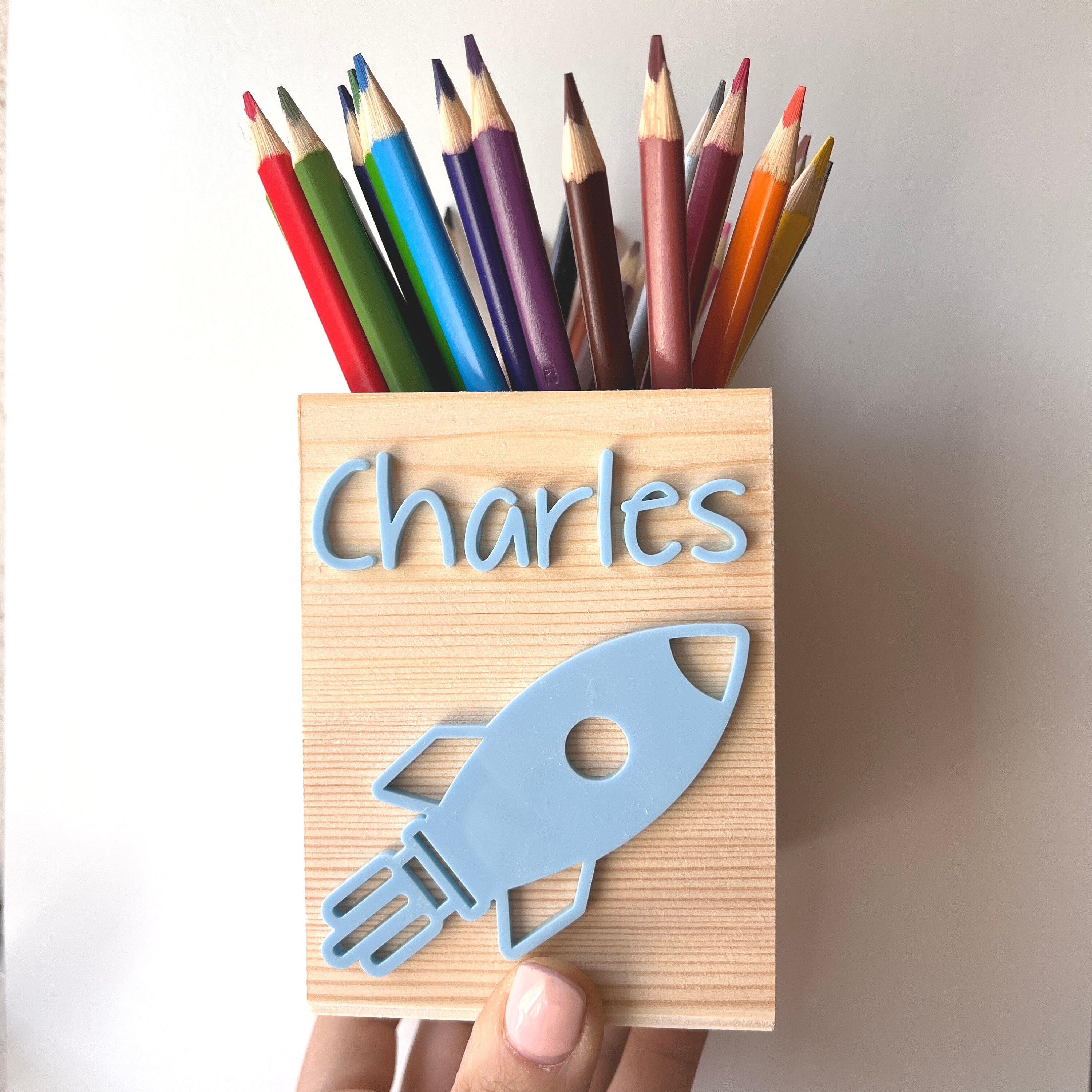 Rakete Stiftehalter personalisiert, Schulstart Geschenk, Einschulung Geschenk