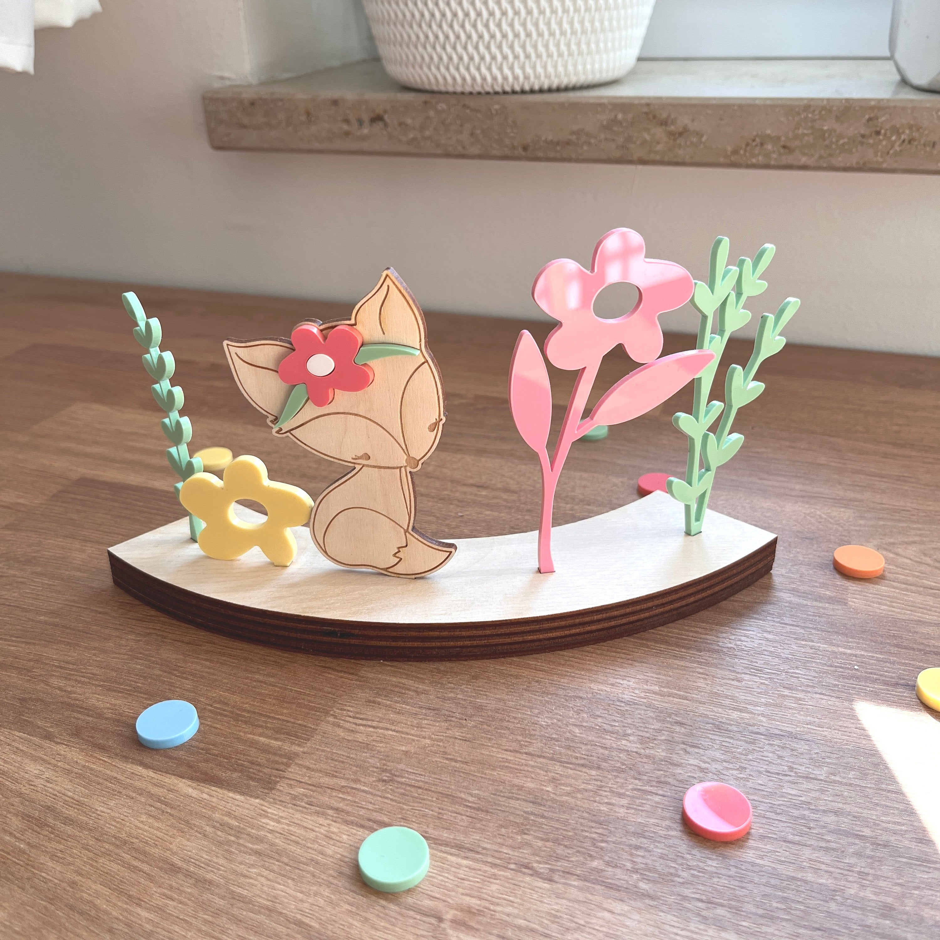 Personalisierter Geburtstagsteller mit Vase und Kerze, Kerzenplatte, Geburtstagsbrettchen, Geburtstagstafel, Geburtstagskranz, Tischdeko