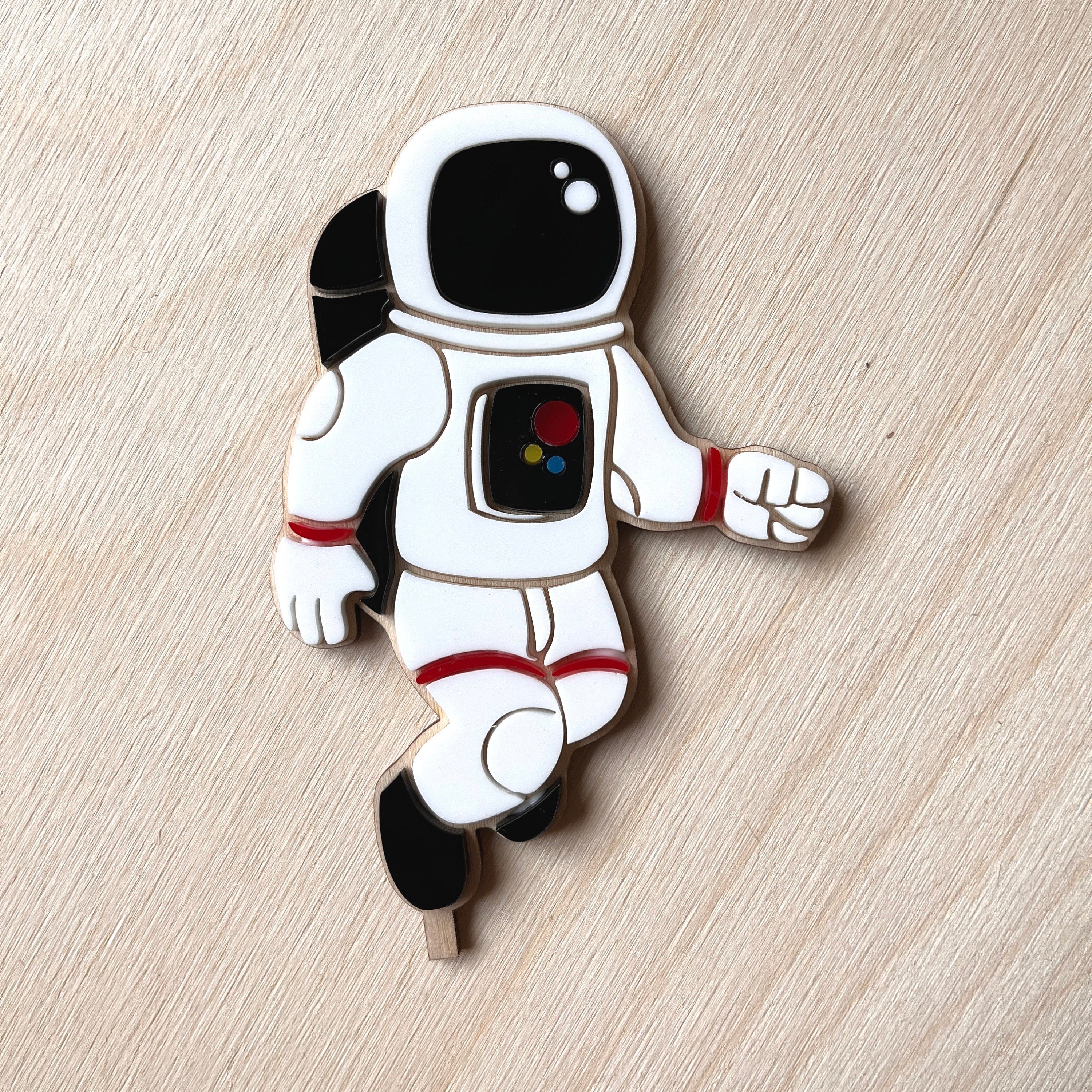 Motivstecker Astronaut aus Acrylglas für Personalisierten Geburtstagsteller mit Vase und Kerze, Kerzenplatte, Geburtstagskranz, Tischdeko