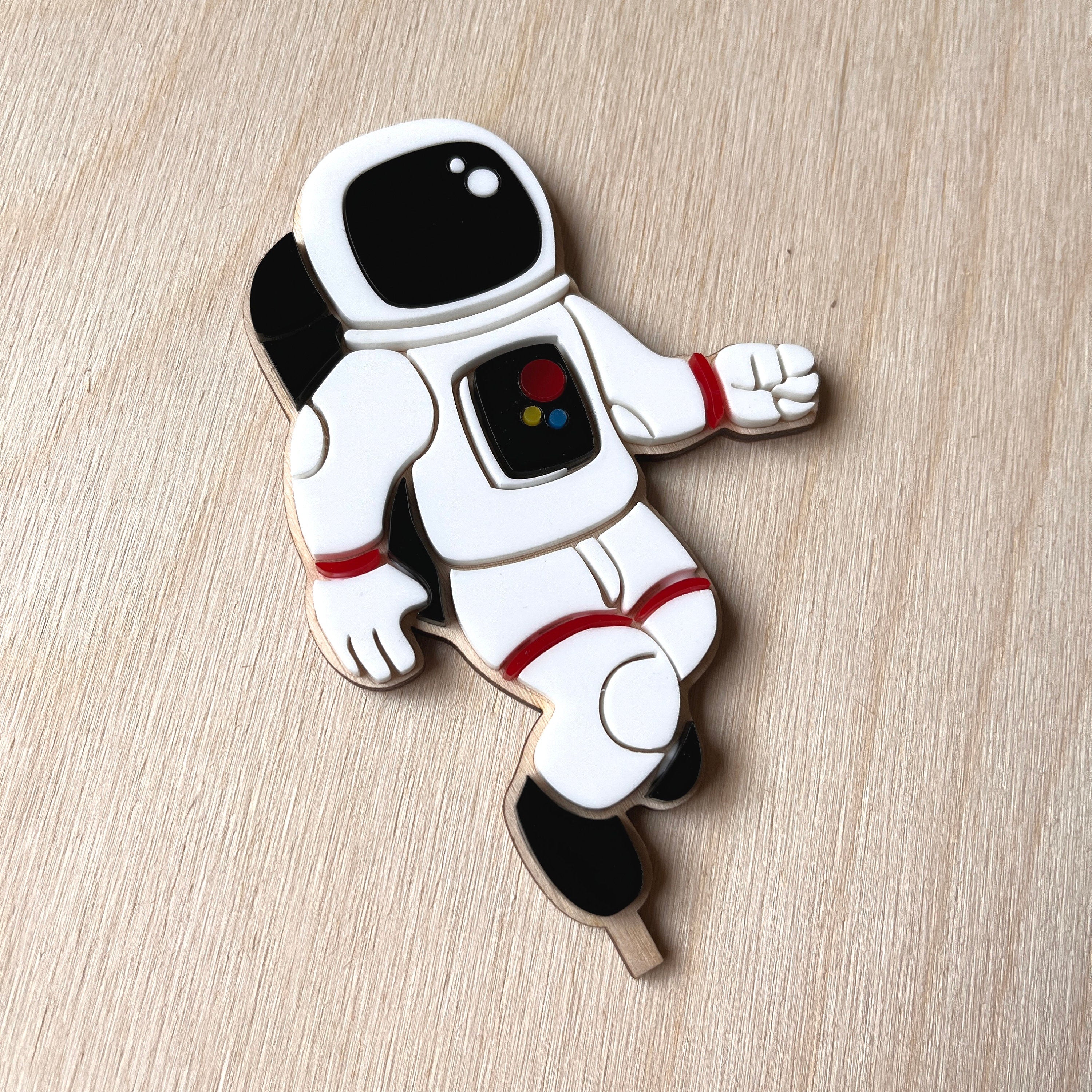 Motivstecker Astronaut aus Acrylglas für Personalisierten Geburtstagsteller mit Vase und Kerze, Kerzenplatte, Geburtstagskranz, Tischdeko