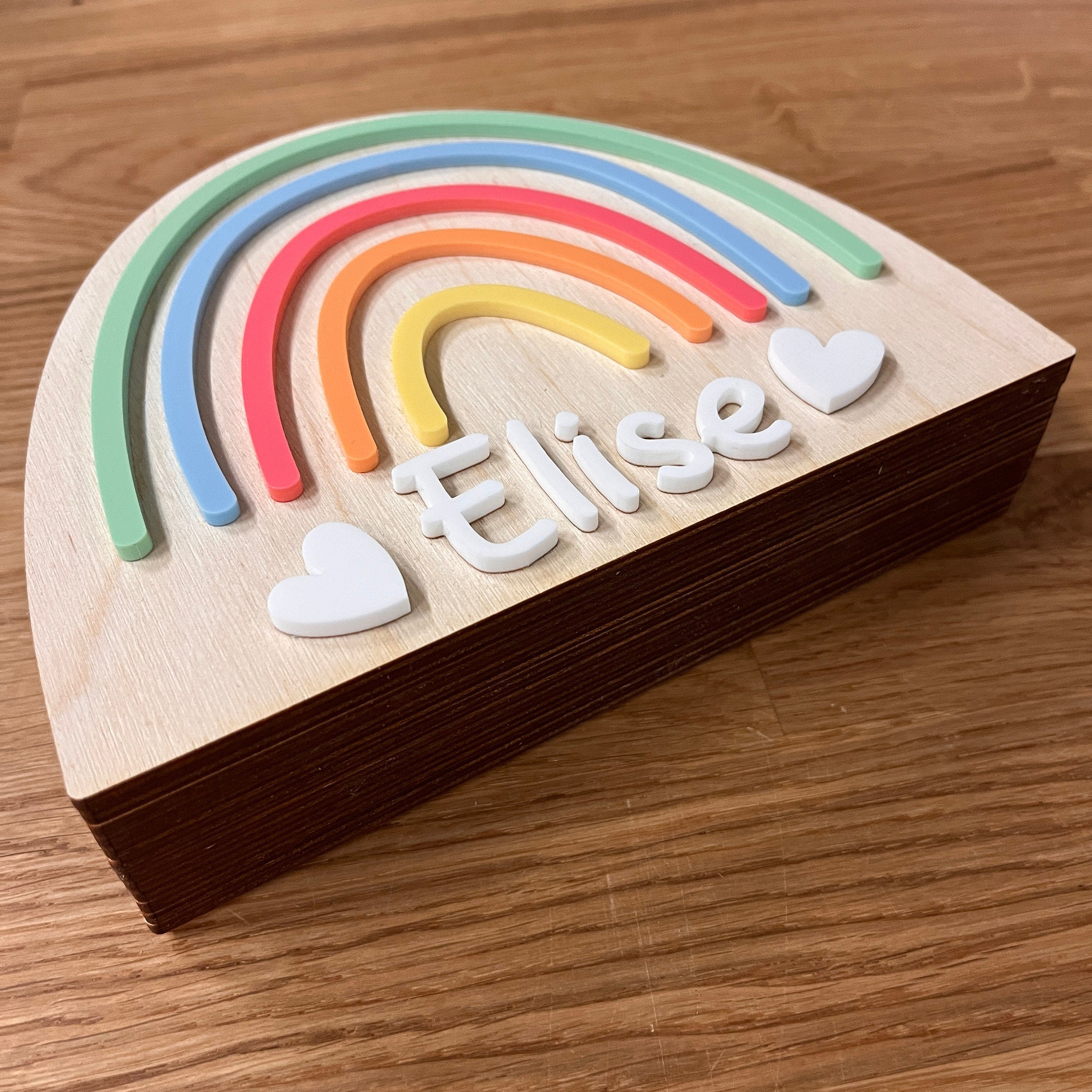 Bunte Spardose Regenbogen personalisiert, Spardose Regenbogen Holz