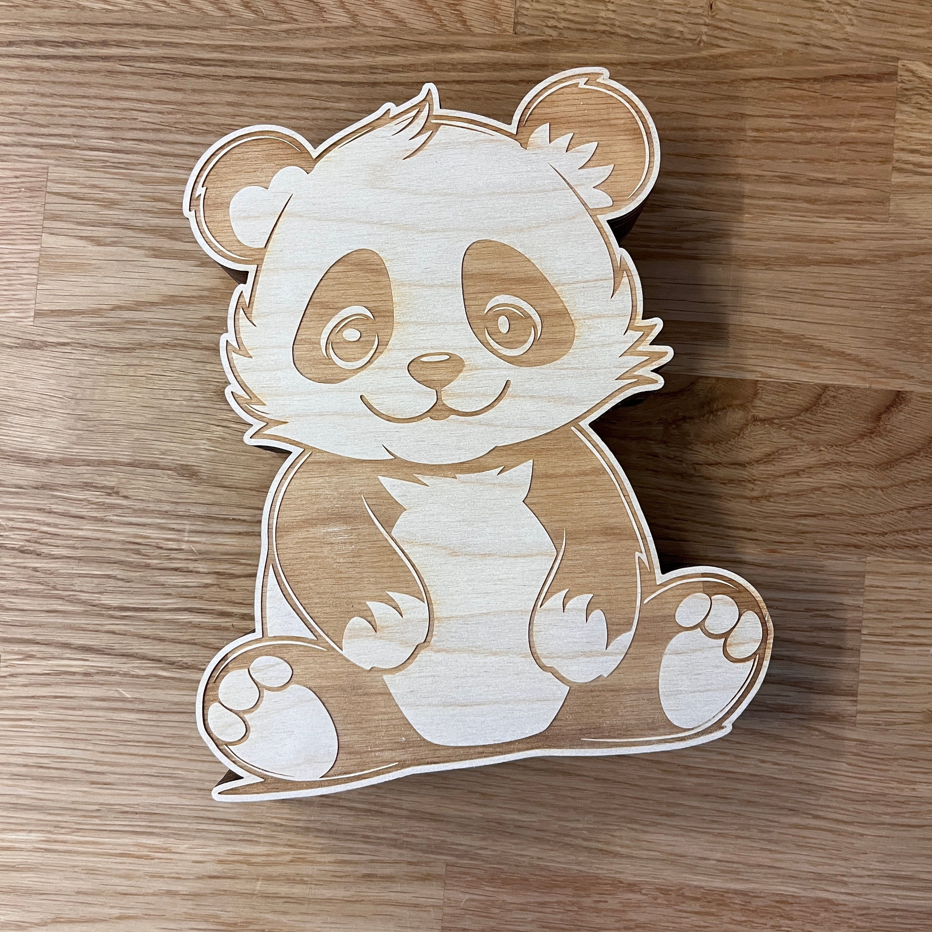 Panda Spardose Kind personalisiert, Spardose Panda Holz