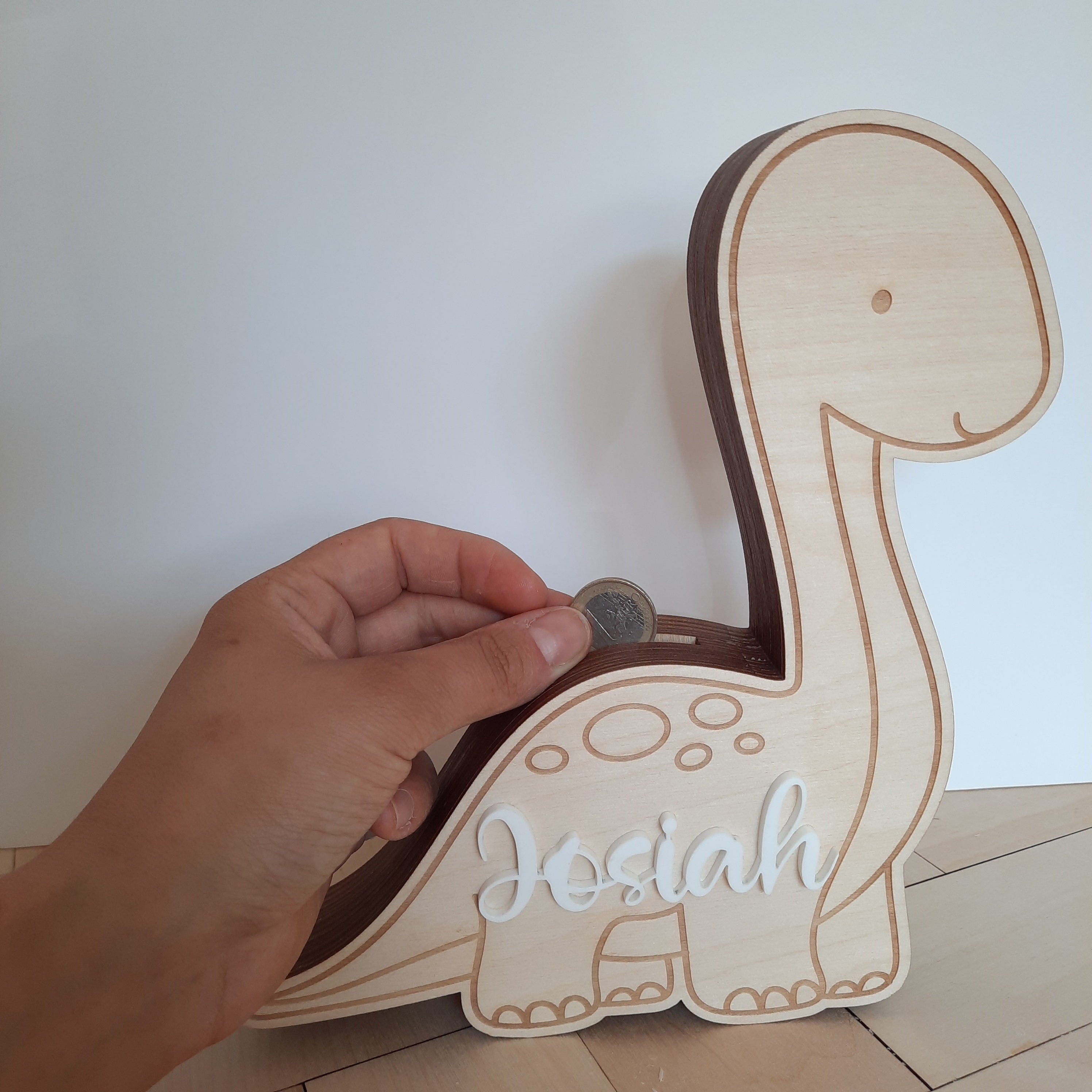 Panda Spardose Kind personalisiert, Spardose Panda Holz