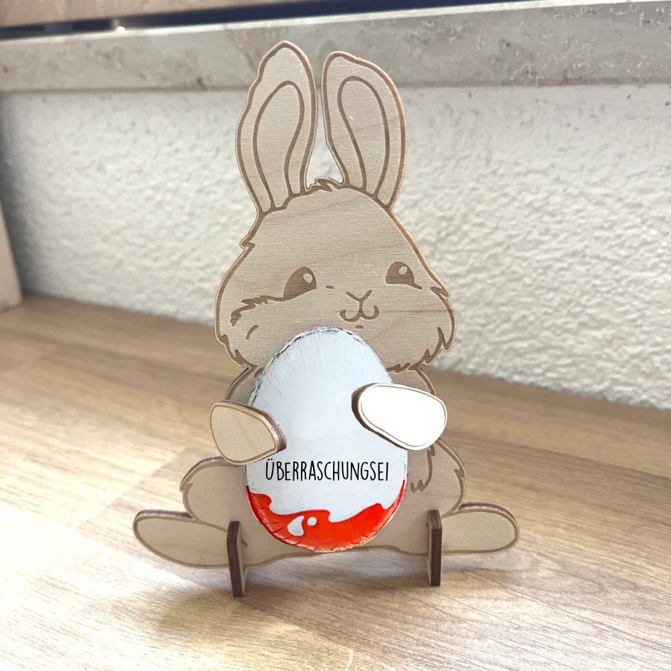 Ü-Ei Hase aus Holz Halterung Ostern DIY Geschenk Ostergeschenk Überraschungsei