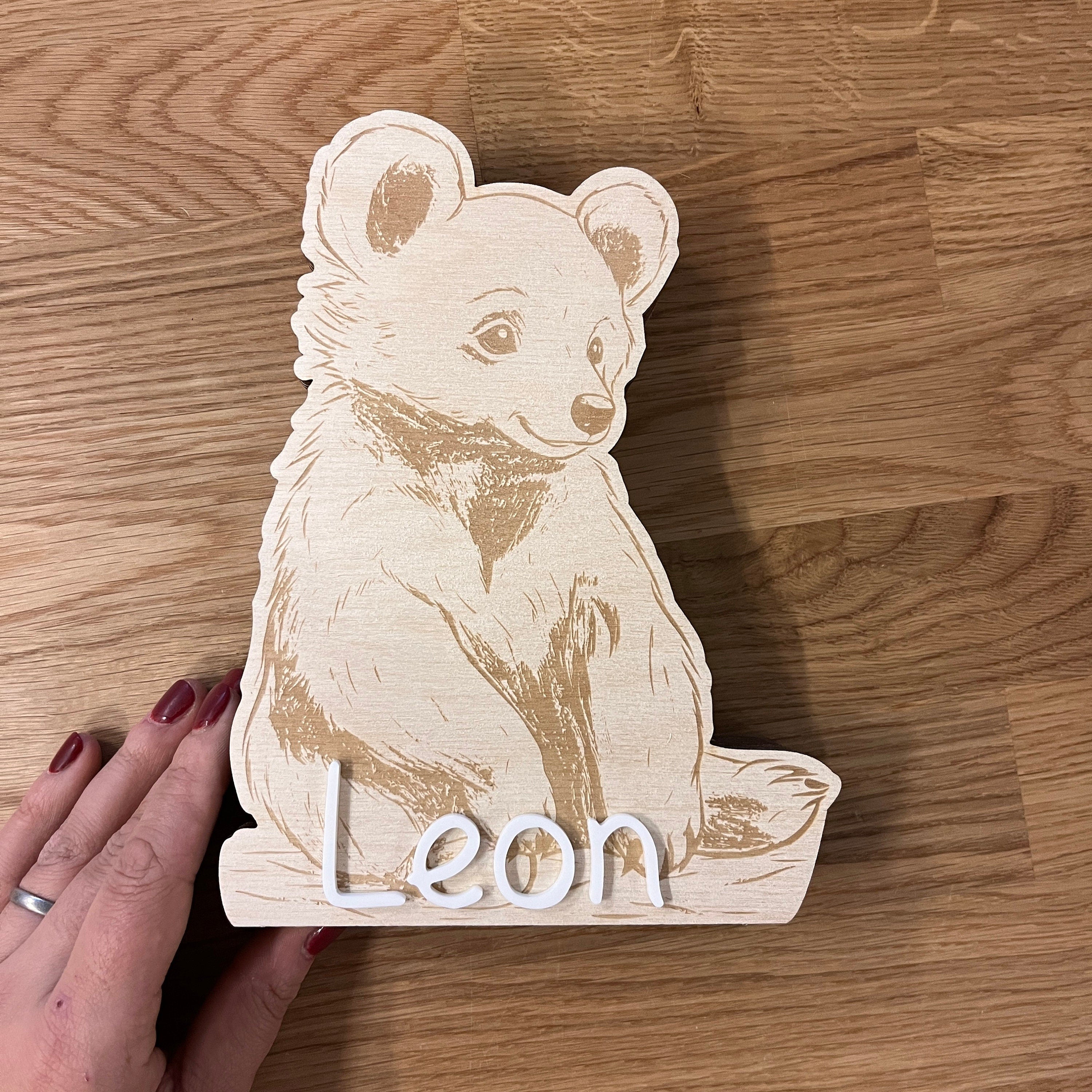 Bär Spardose Kind personalisiert, Spardose Bär Holz