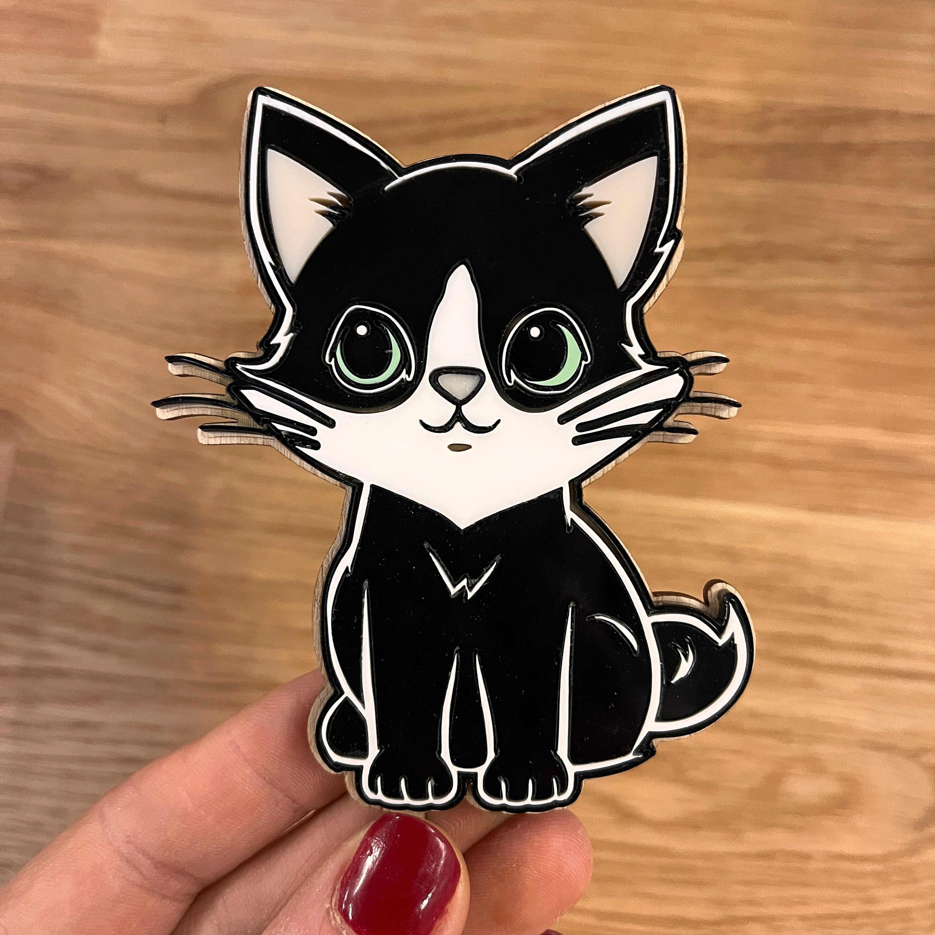 Motivstecker Katze aus Acrylglas für Personalisierten Geburtstagsteller mit Vase und Kerze, Kerzenplatte, Geburtstagskranz, Tischdeko