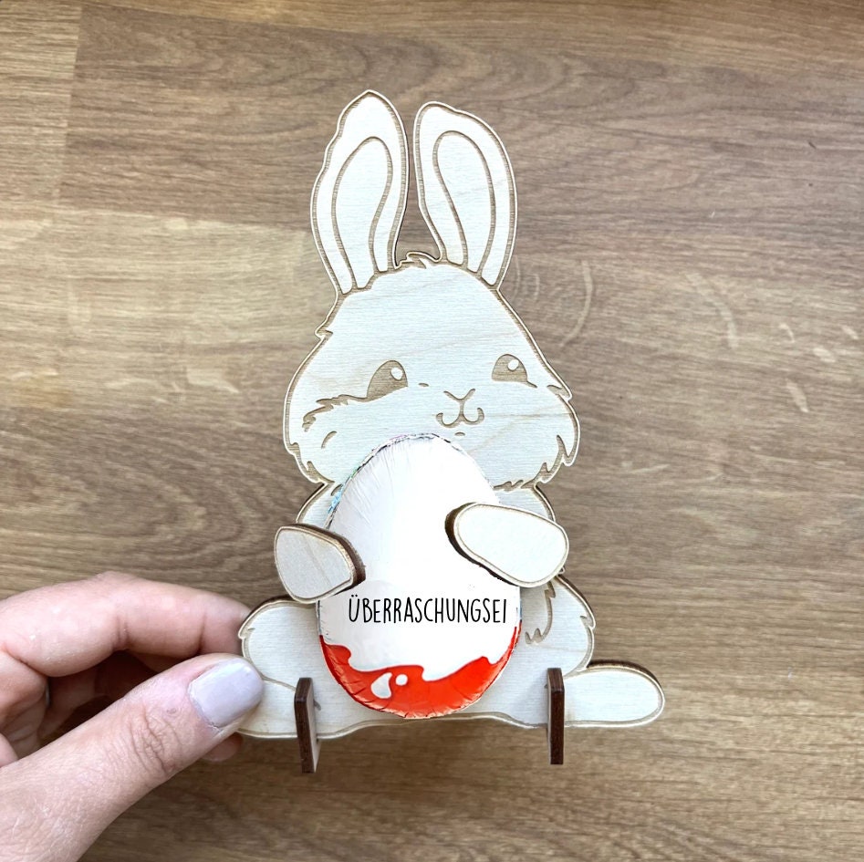 Ü-Ei Hase aus Holz Halterung Ostern DIY Geschenk Ostergeschenk Überraschungsei