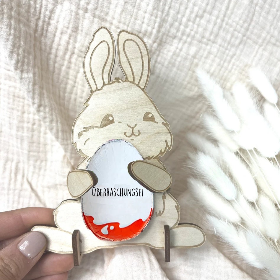 Ü-Ei Hase aus Holz Halterung Ostern DIY Geschenk Ostergeschenk Überraschungsei