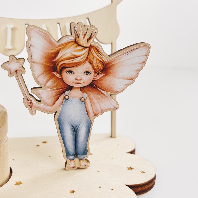 Personalisierter Zahnfee Teller für Jungs mit Namenswimpel