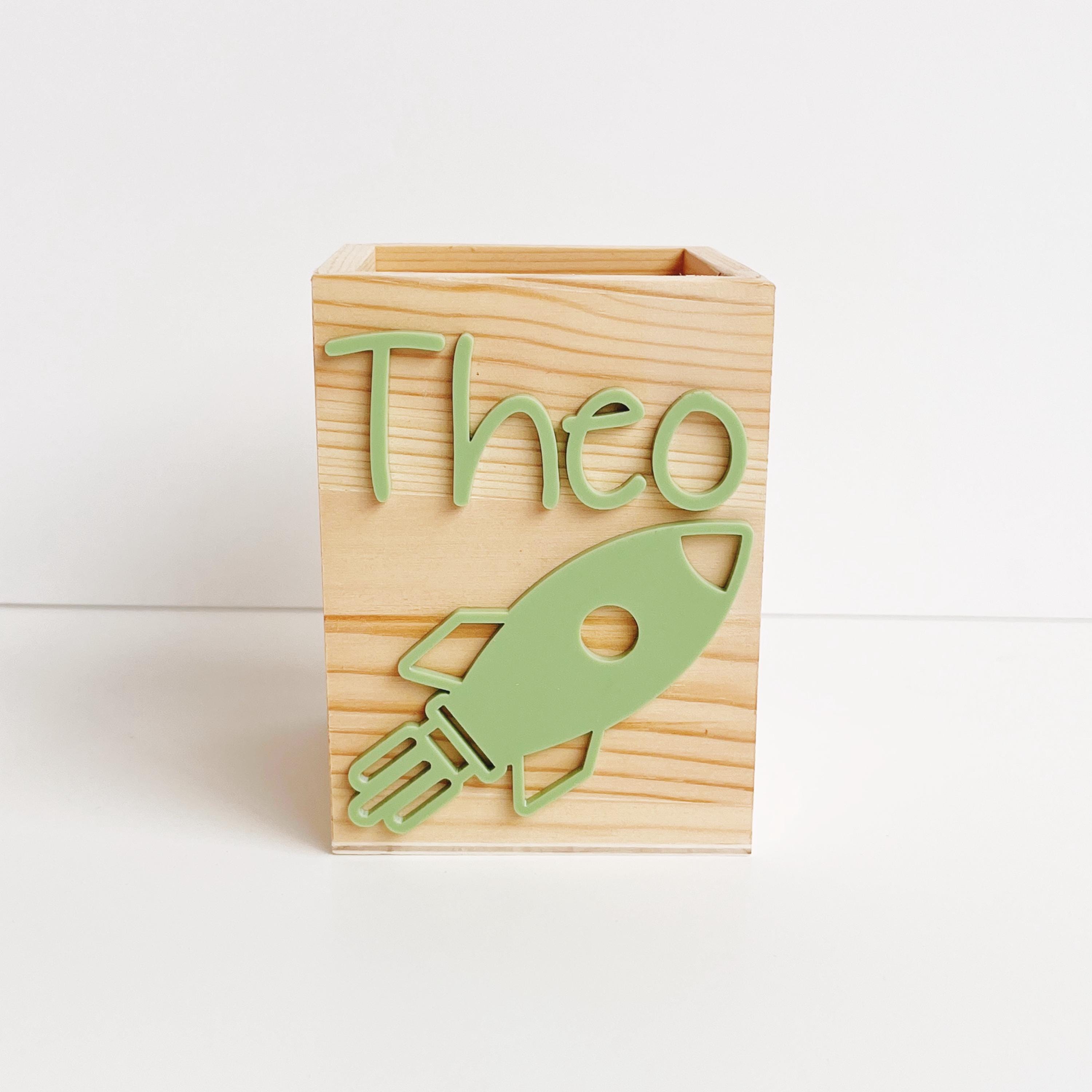 Rakete Stiftehalter personalisiert, Schulstart Geschenk, Einschulung Geschenk