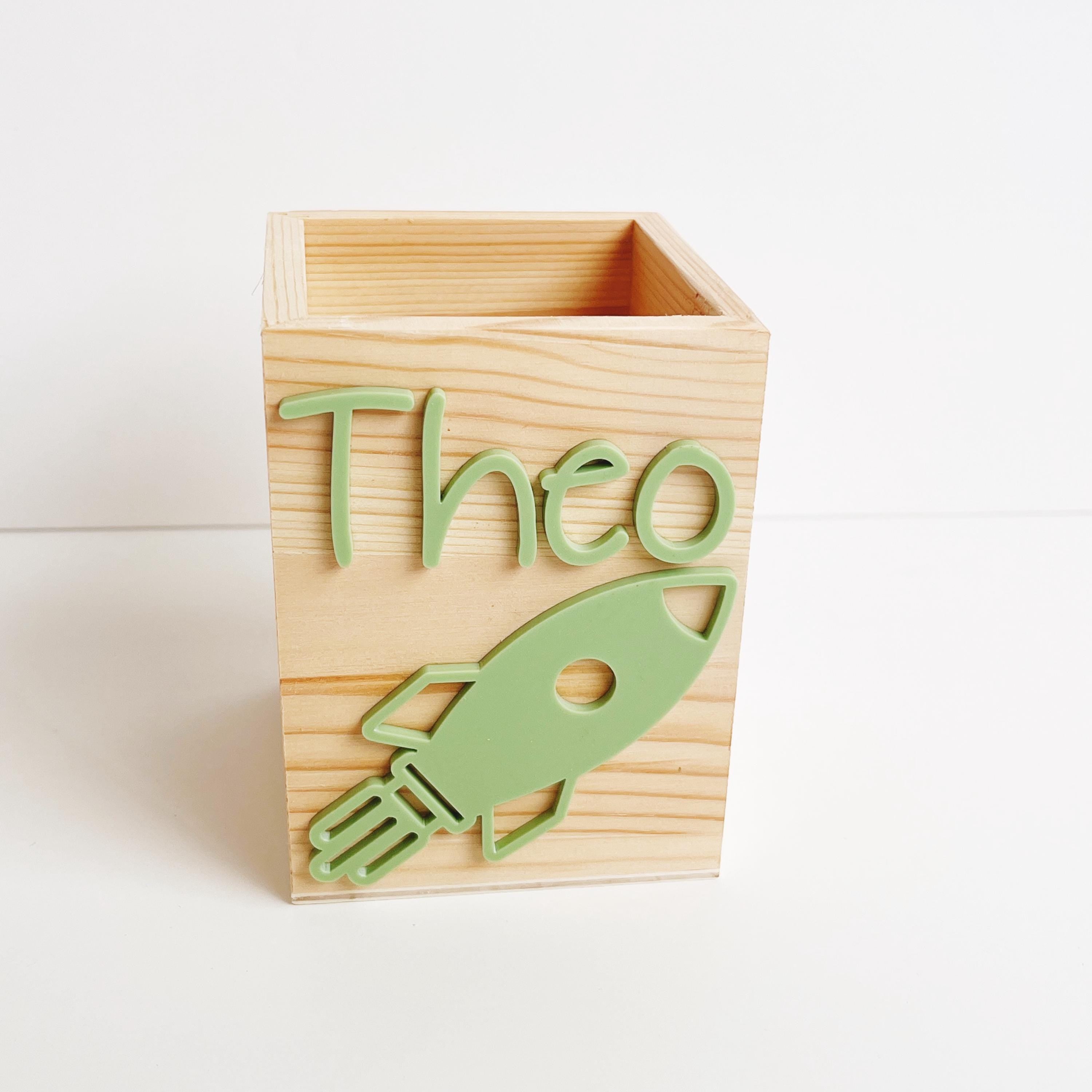 Rakete Stiftehalter personalisiert, Schulstart Geschenk, Einschulung Geschenk