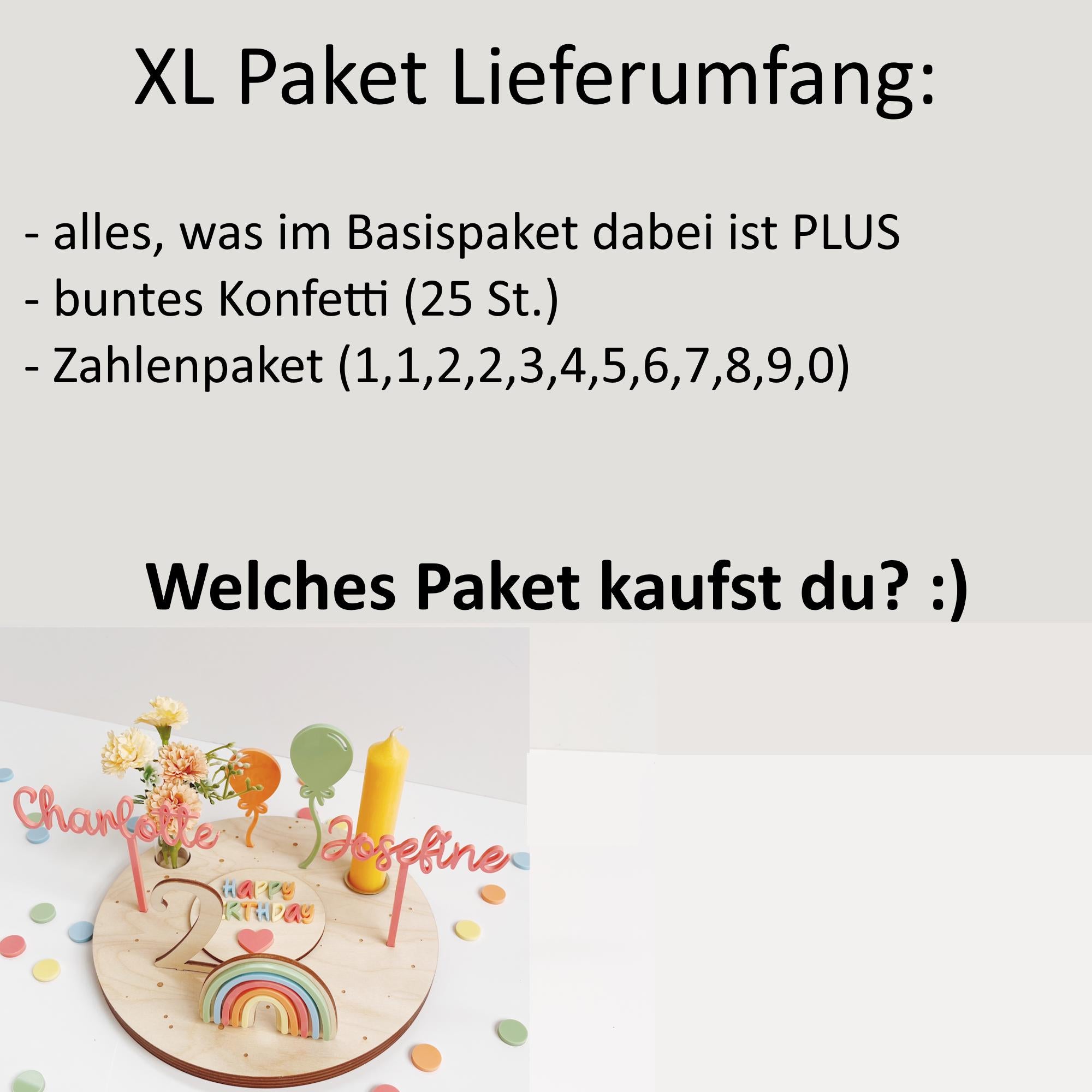 Personalisierter Geburtstagsteller für Zwillinge mit farbigen Namen, Geburtstagsteller bunt mit Vase und Kerze, Kerzenplatte